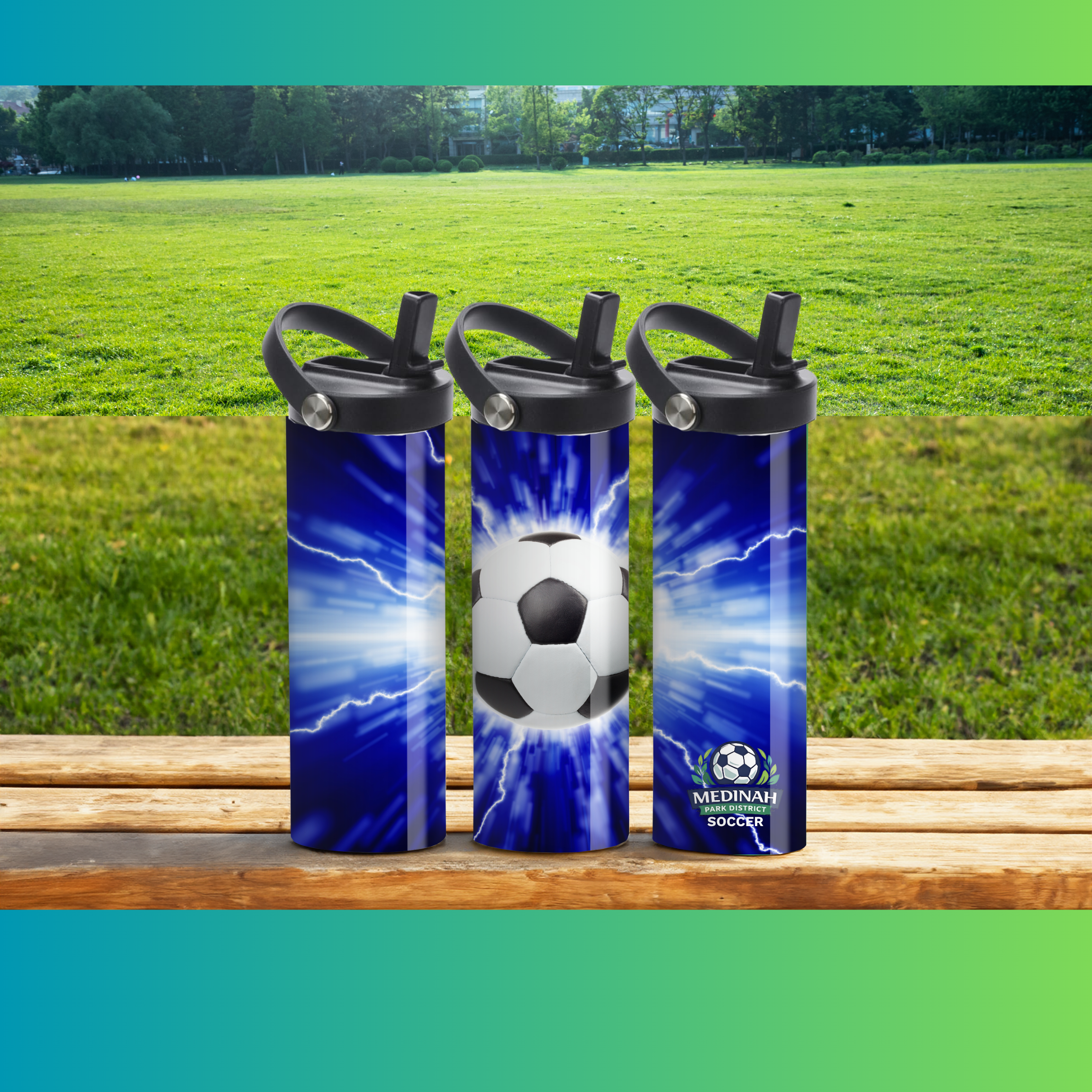 Soccer Design 3 - 20 oz Sport Water Bottle