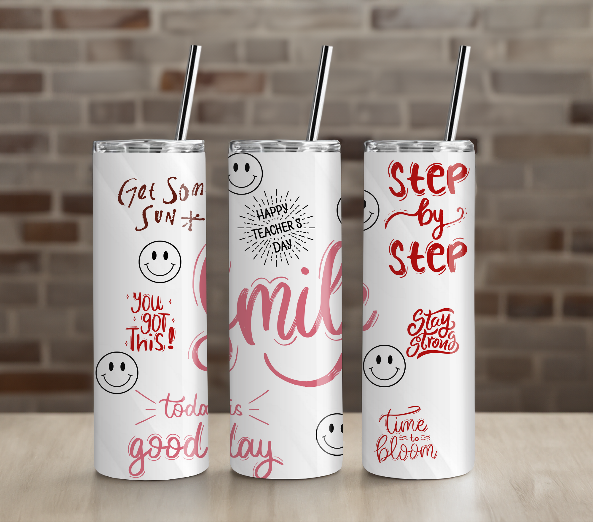 Colorful Teacher Tumbler | Uplifting Inspirational Design | 20oz Skinny Cup