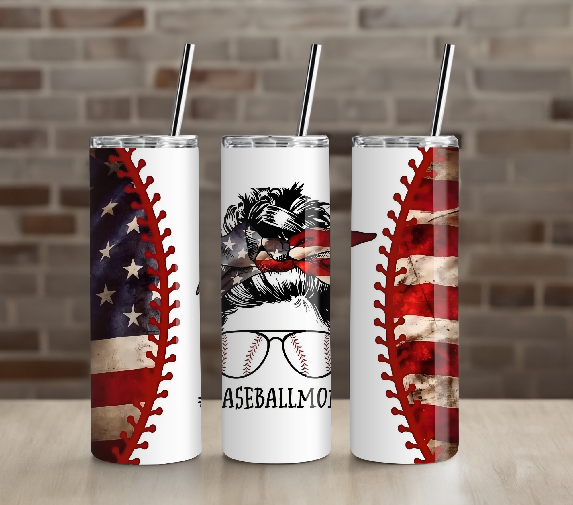 USA Flag On Baseball Mom 20oz Tumbler Drinkware
