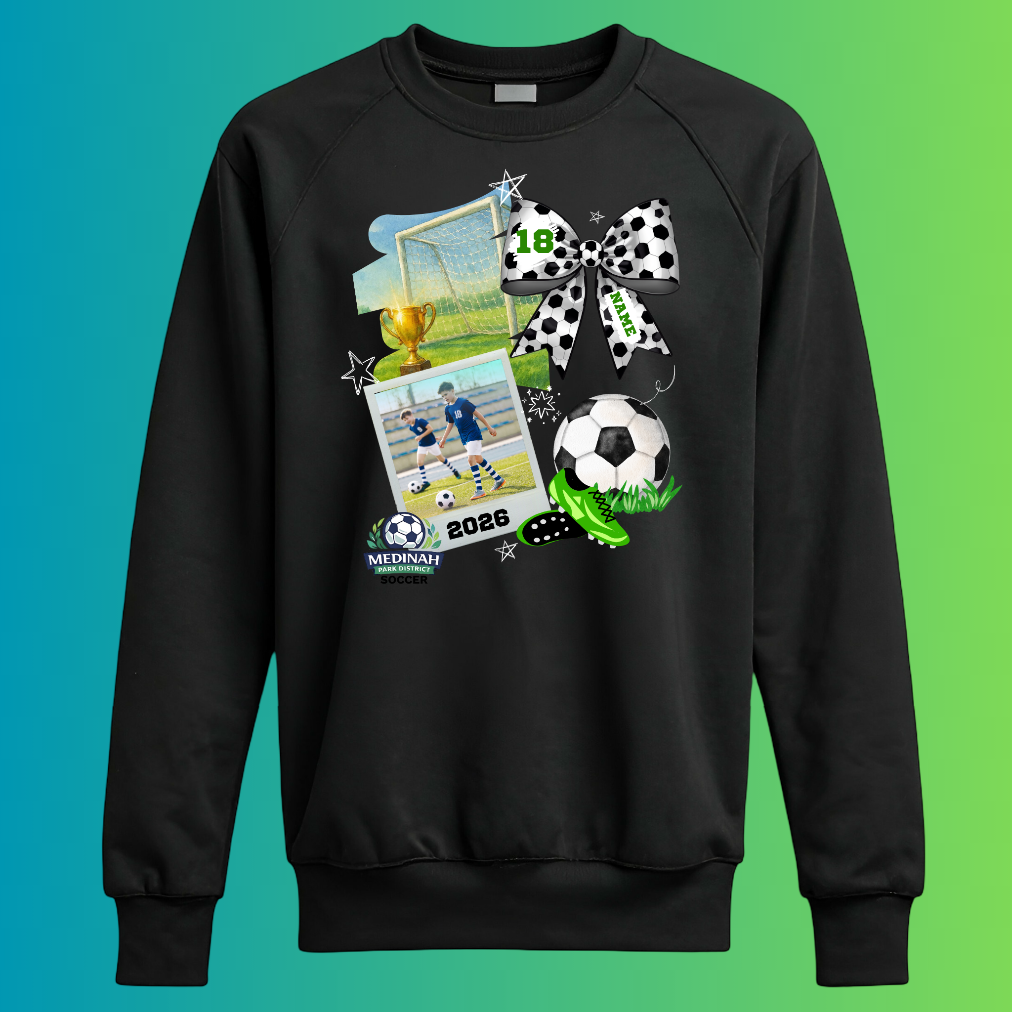 Adult Crew Neck Sweater Soccer Design 4 - 50% Cotton 50% Polyester