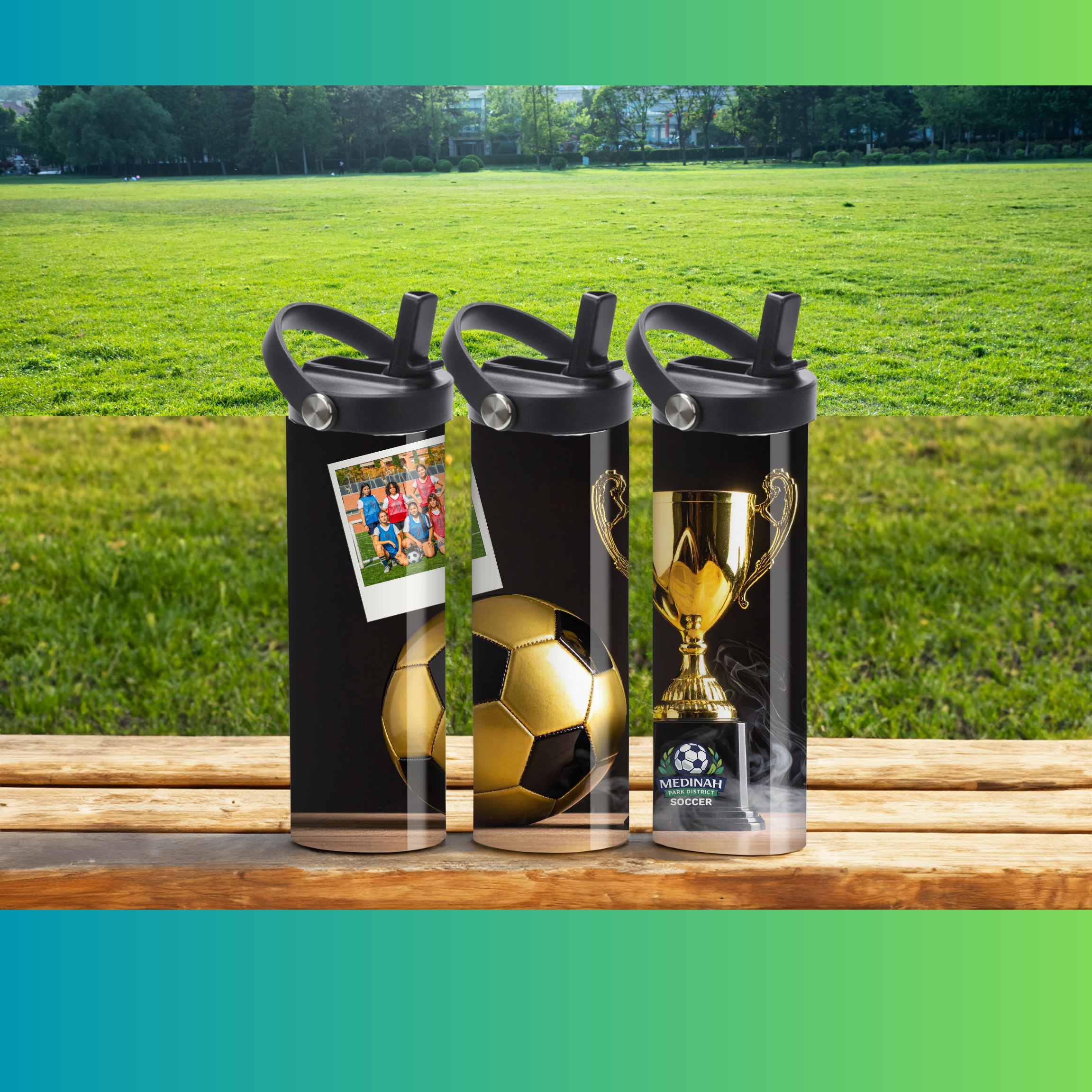 Soccer Design 4 - 20 oz Sport Water Bottle