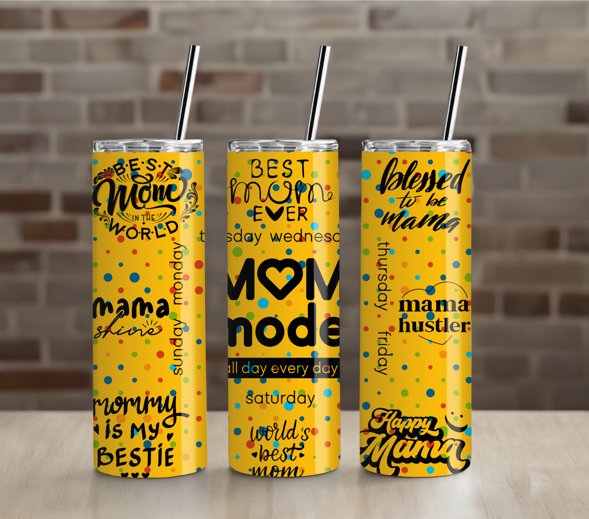 Gold and Black Mom Mode 20oz Tumbler Drinkware