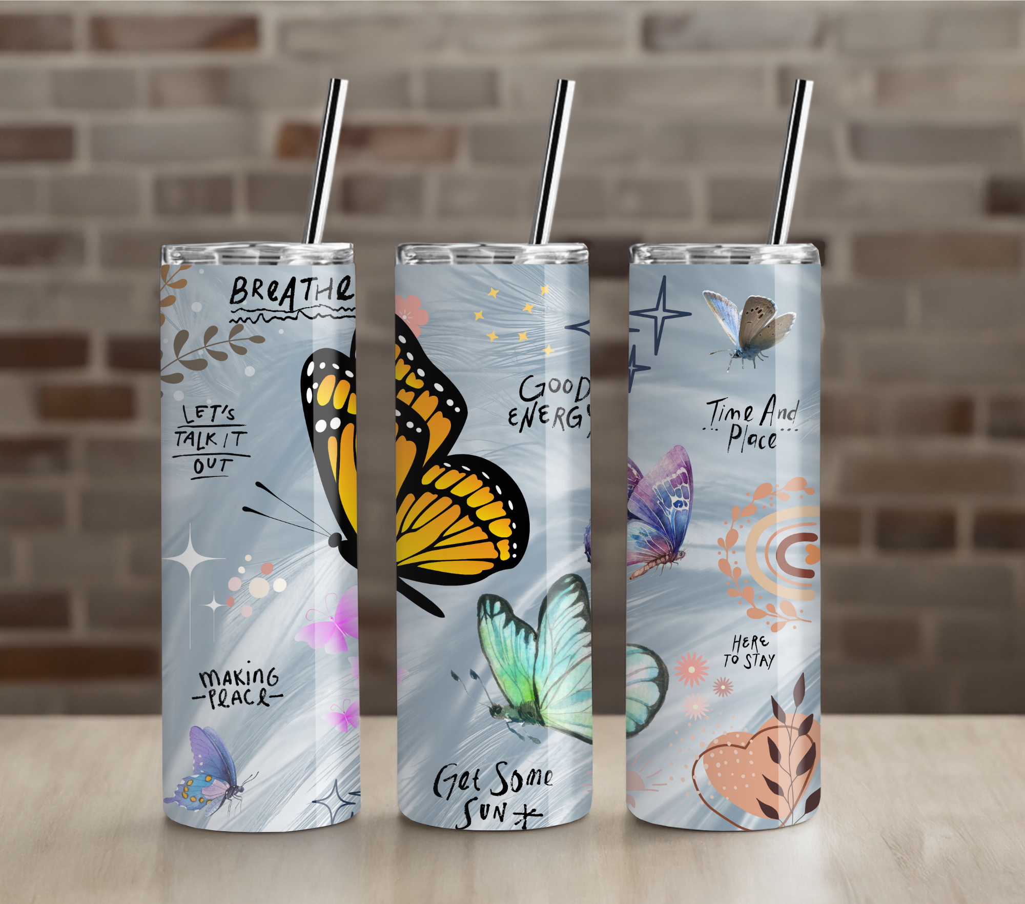 Butterfly Inspiration Teacher Tumbler | Uplifting Positive Quote | 20oz Skinny Cup