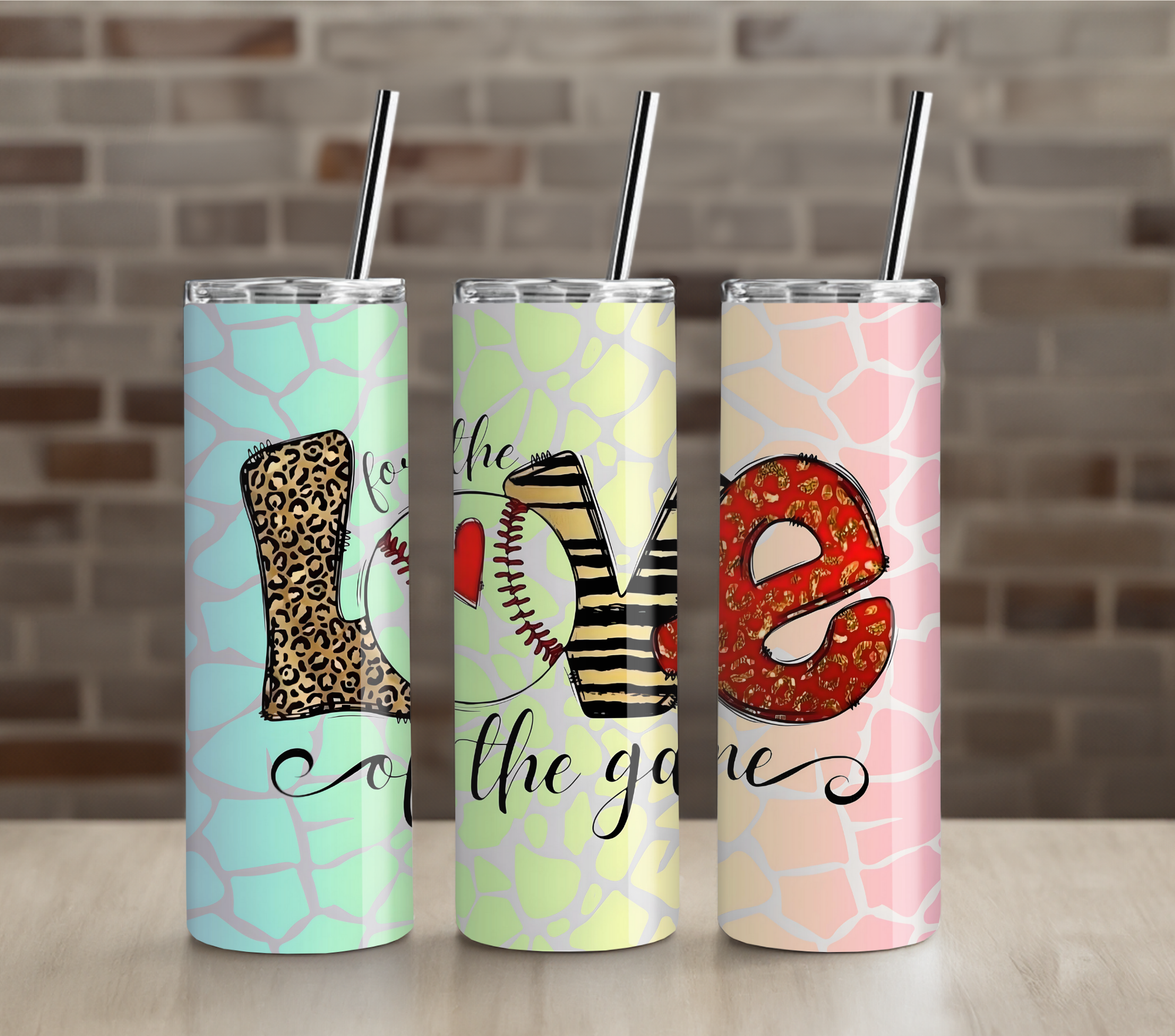 Pastel Colorful For the Love of the game Baseball/Softball 20oz Tumbler Drinkware