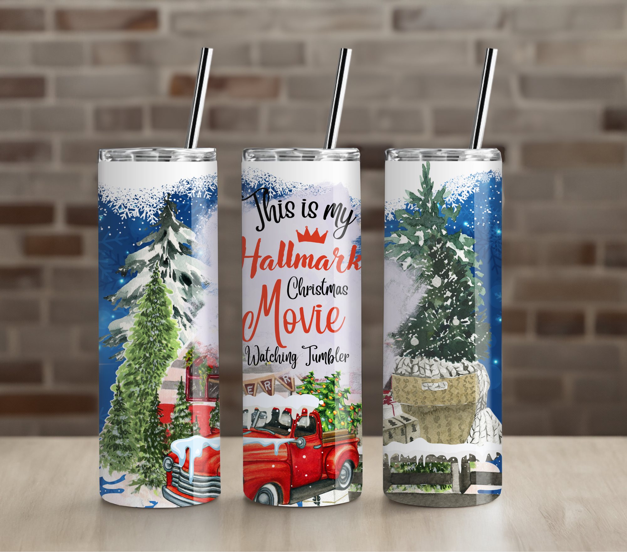 Hallmark Christmas Movie Night 20oz Skinny Tumbler
