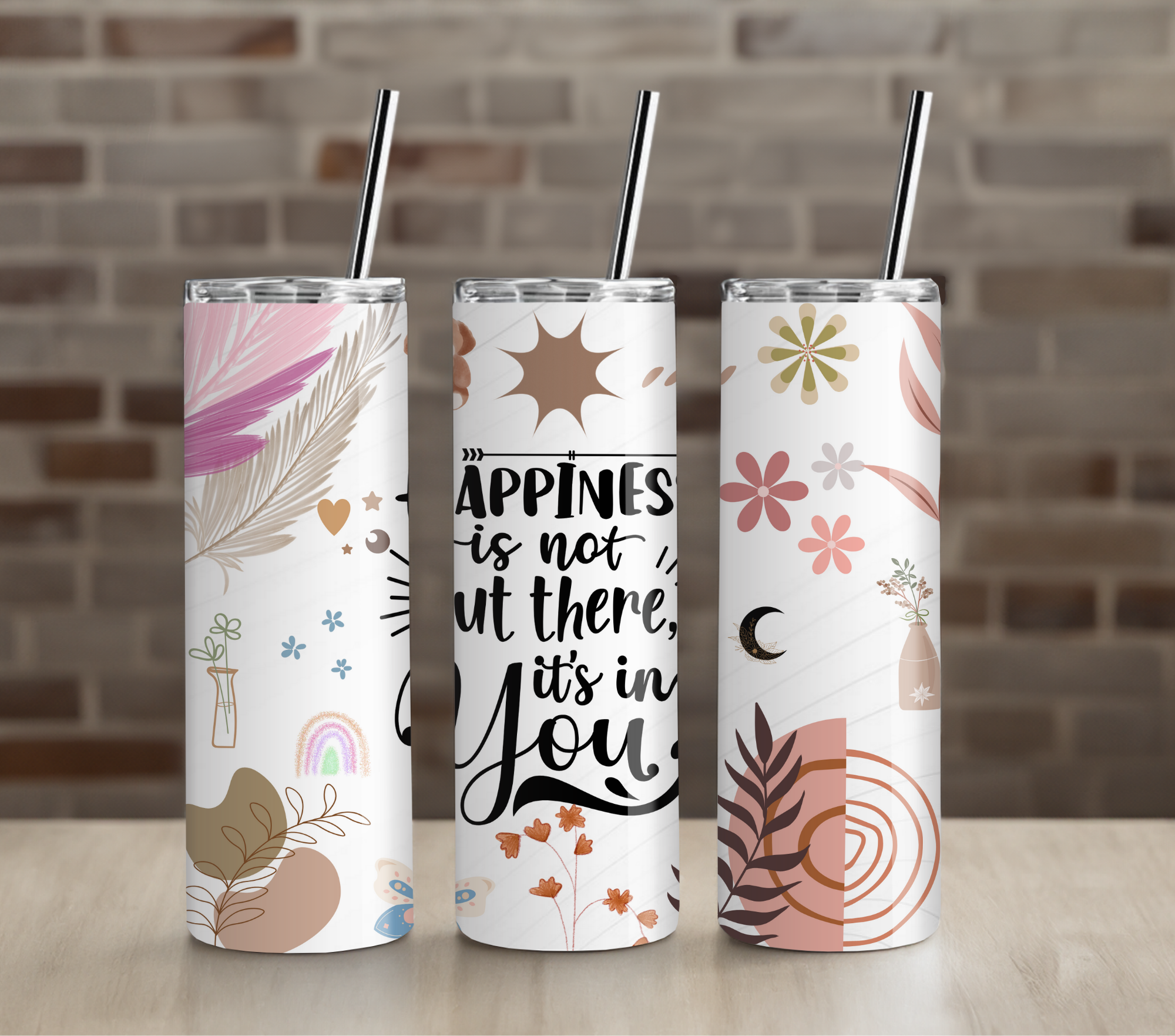 Classroom Rainbow Teacher Tumbler | Happy Teacher Quote Gift | 20oz Skinny Cup