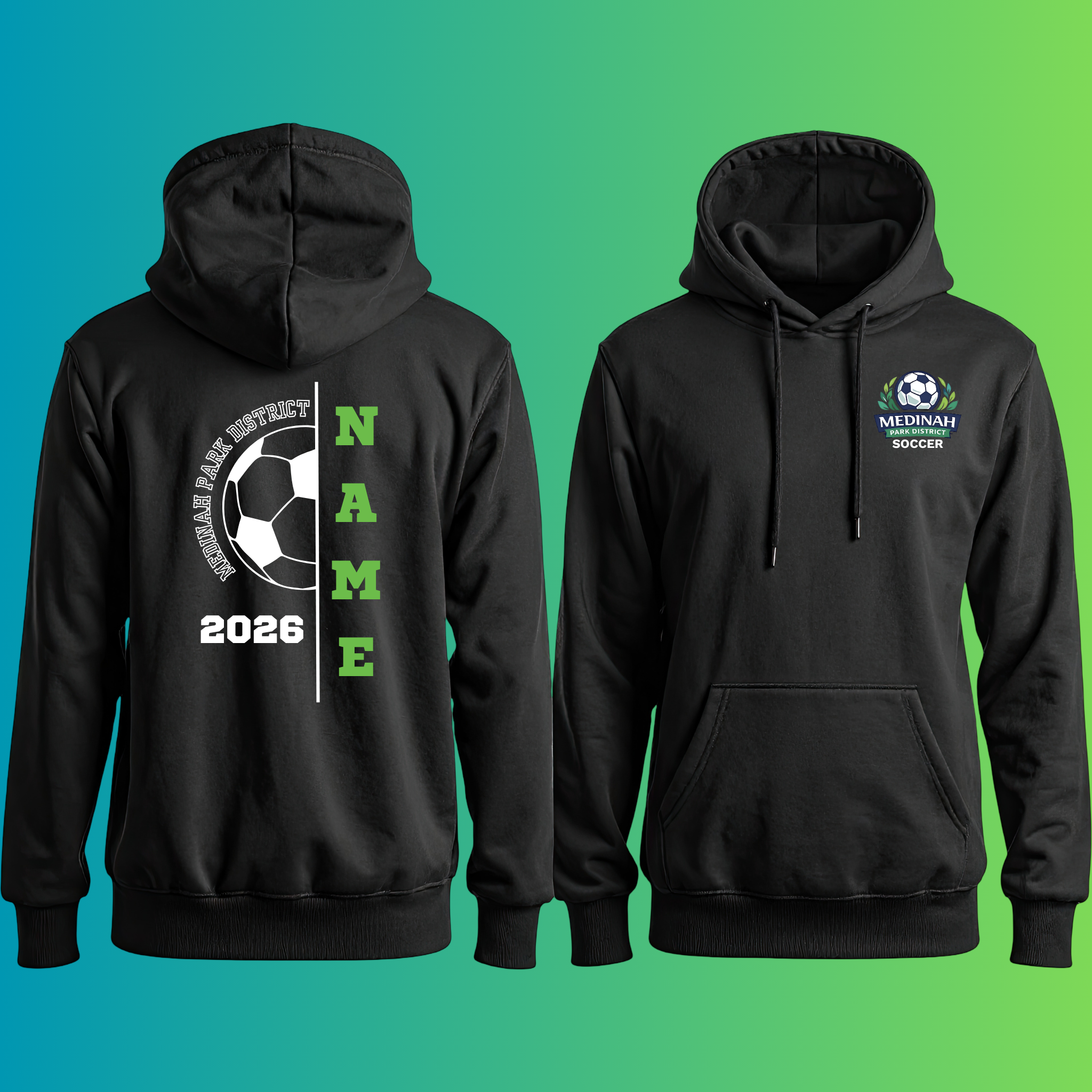Adult Hoodie Soccer Design 1 - 50% Cotton 50% Polyester