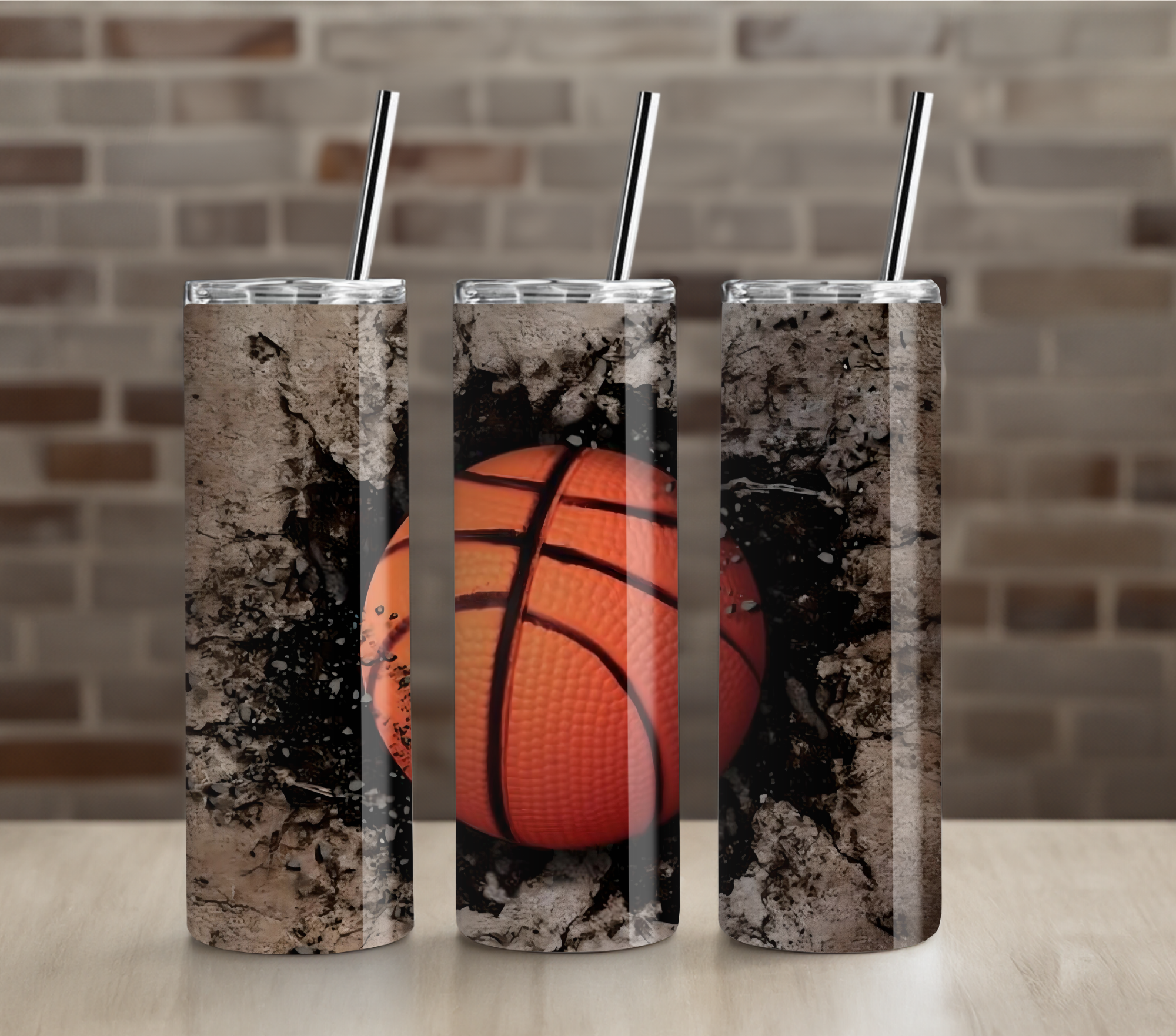 Basketball Slam Crack Wall Impact 20oz Tumbler Drinkware