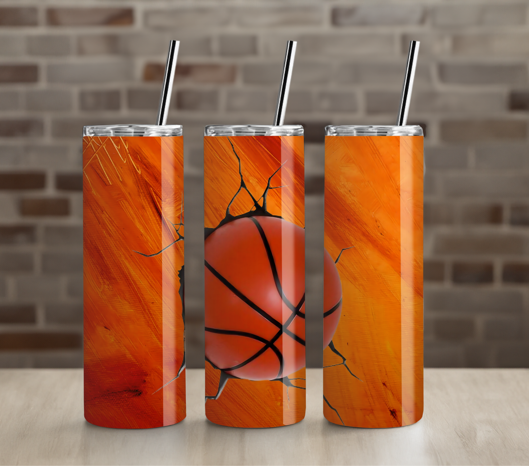 Basketball on Cracked Wall 20oz Tumbler Drinkware