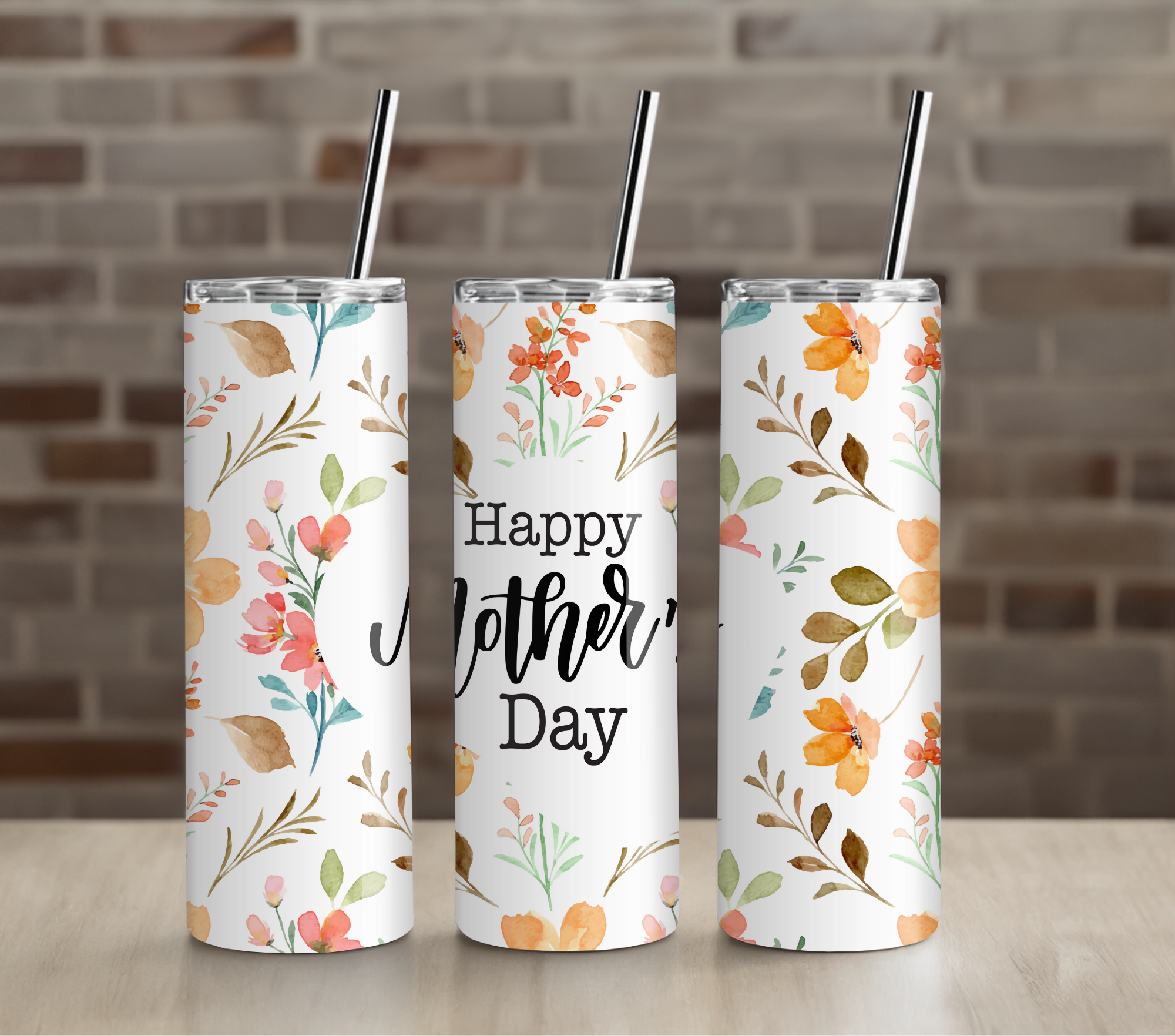Floral White Happy Mothers Day 20oz Tumbler Drinkware