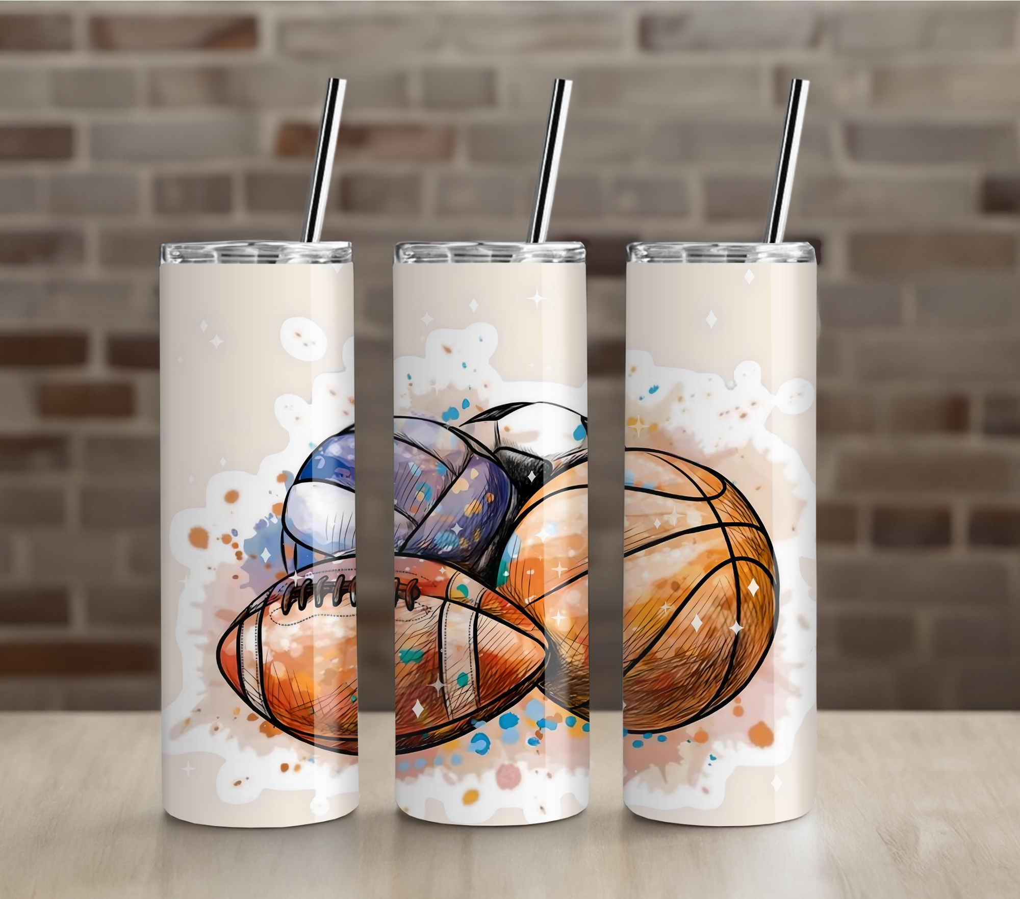 Watercolor Sports Equipment Mashup 20oz Tumbler Drinkware