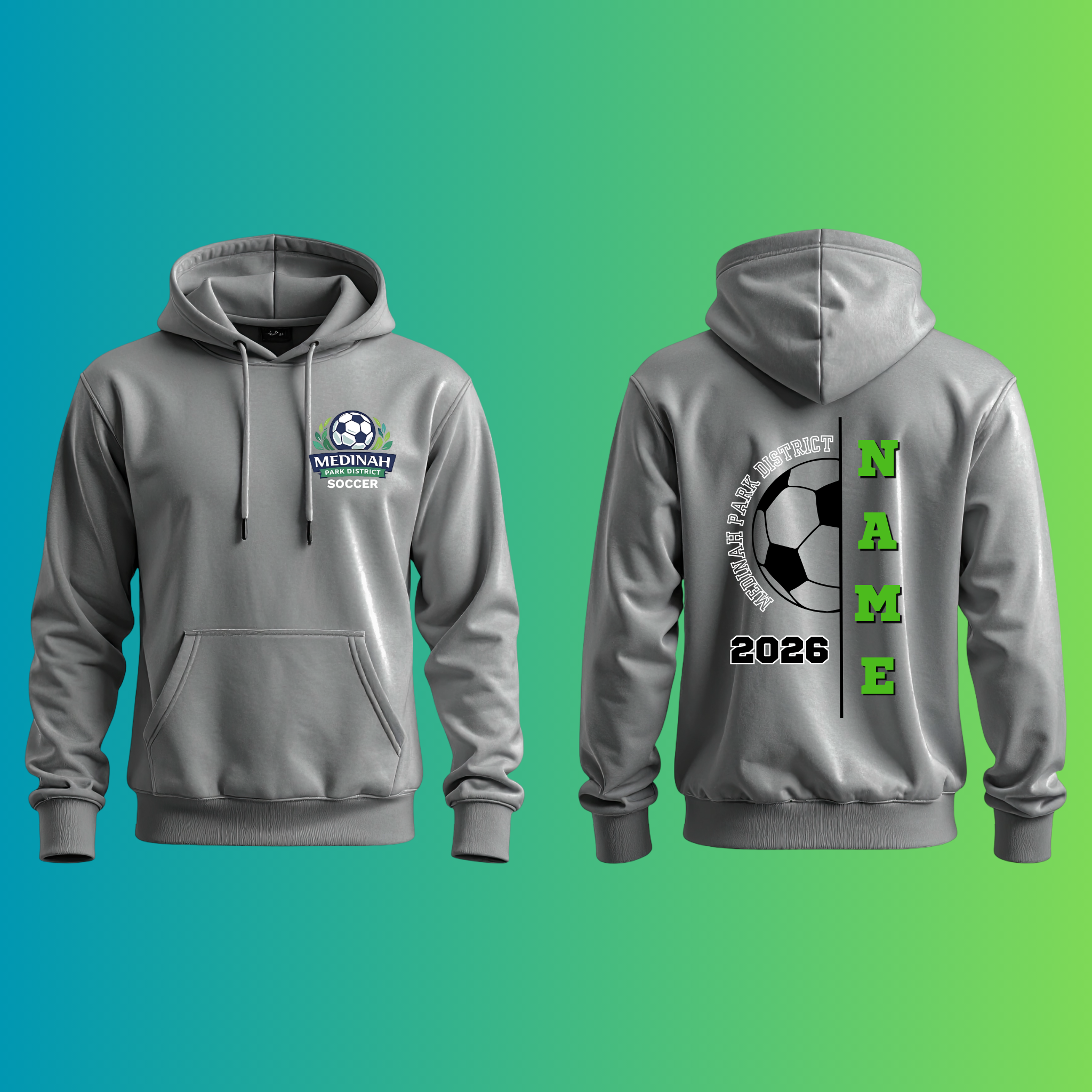 Adult Hoodie Soccer Design 1 - 50% Cotton 50% Polyester