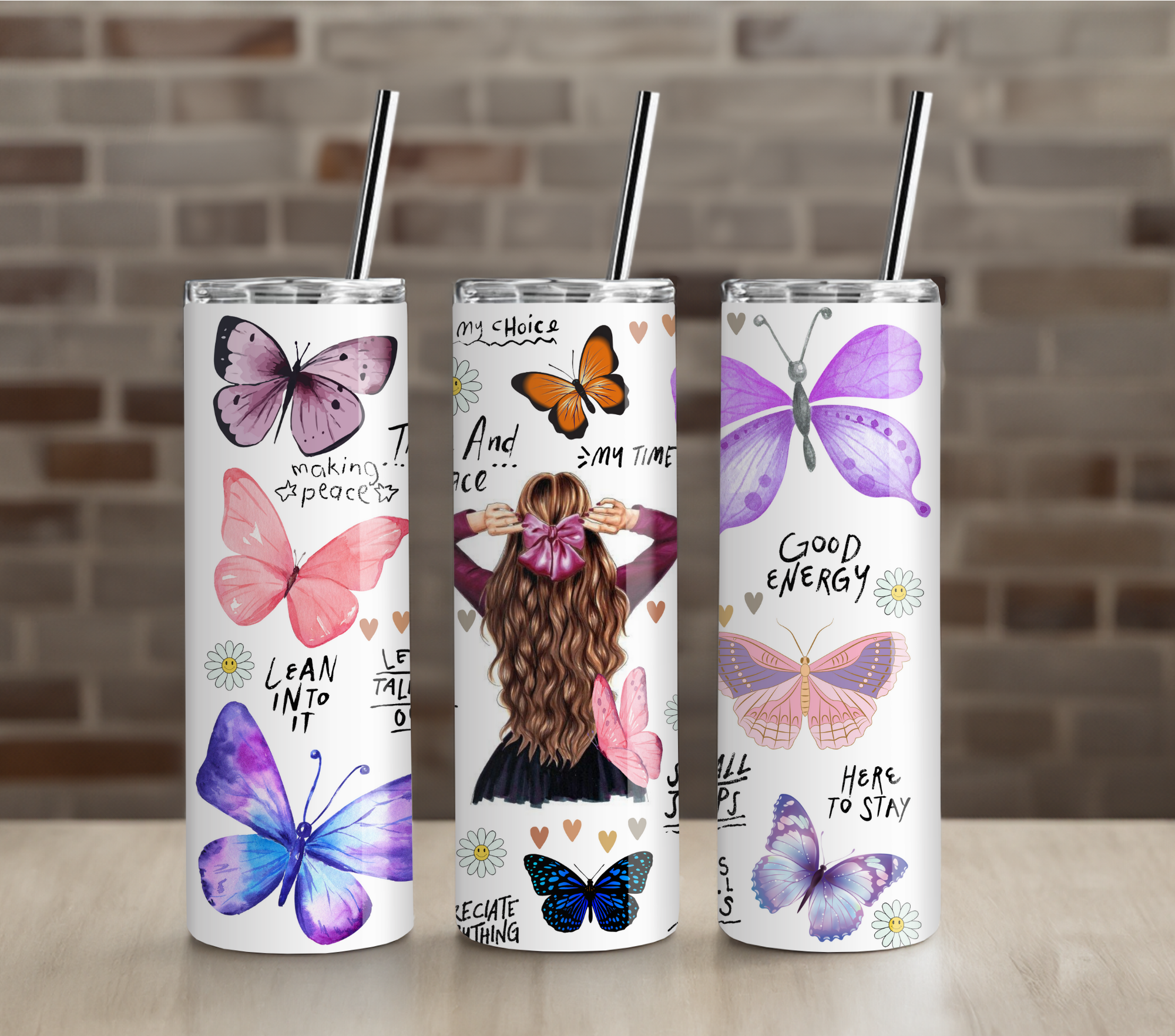 Butterfly Inspiration Teacher Tumbler | Uplifting Positive Quote | 20oz Skinny Cup