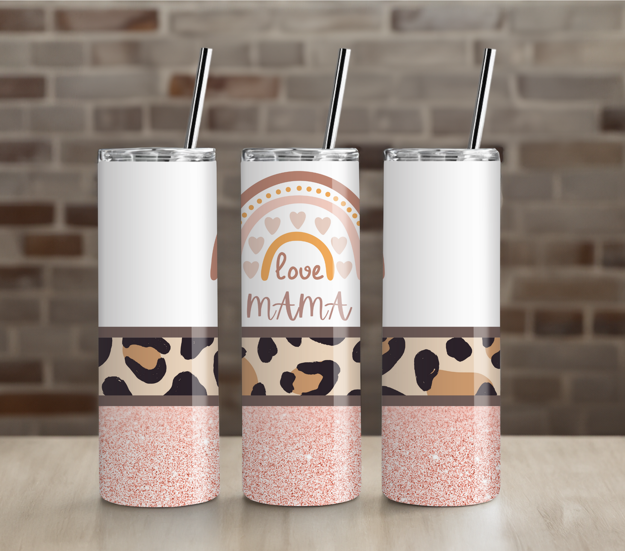 Pink Glitter Leopard Love Mama 20oz Tumbler Drinkware