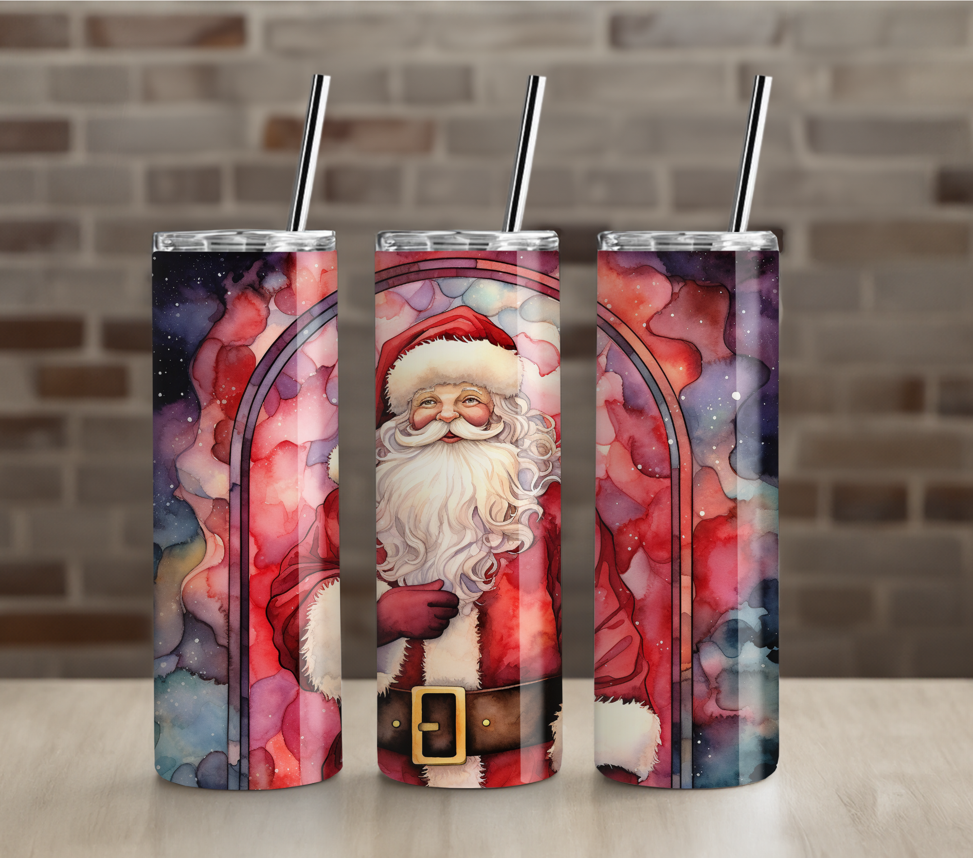 Watercolor Santa Claus 20oz Skinny Tumbler