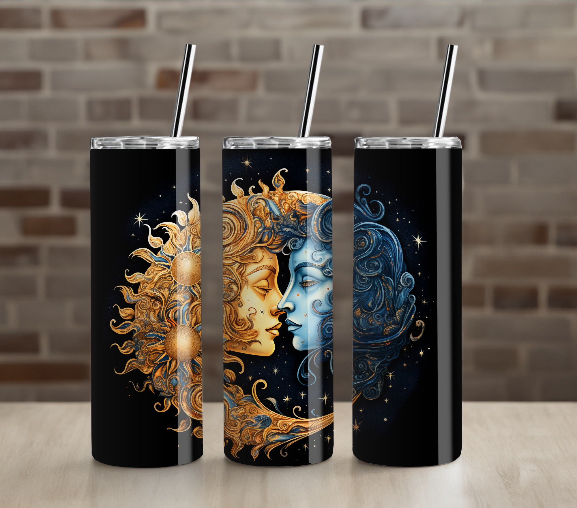 Sun and Moon Balance Tumbler | Spiritual Harmony Motivational Art | 20oz Skinny Insulated Cup