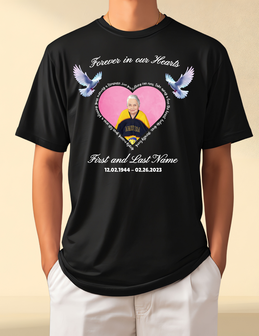 Personalized Memorial Shirt – Custom Photo Tribute T-Shirt (English or Spanish, Black or White)