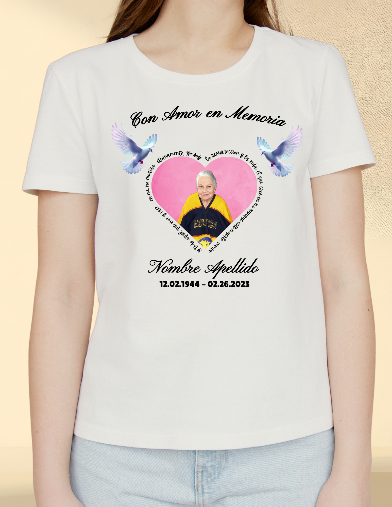 Personalized Memorial Shirt – Custom Photo Tribute T-Shirt (English or Spanish, Black or White)