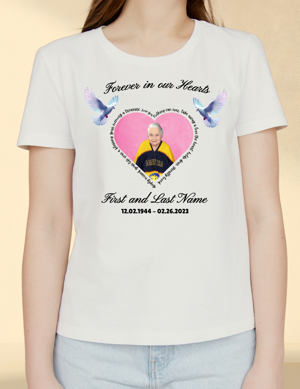 Personalized Memorial Shirt – Custom Photo Tribute T-Shirt (English or Spanish, Black or White)