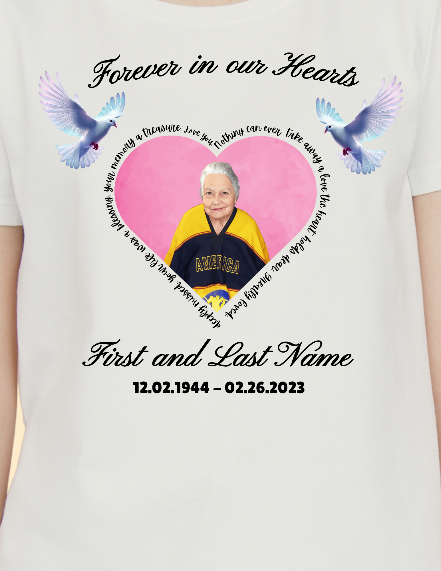 Personalized Memorial Shirt – Custom Photo Tribute T-Shirt (English or Spanish, Black or White)