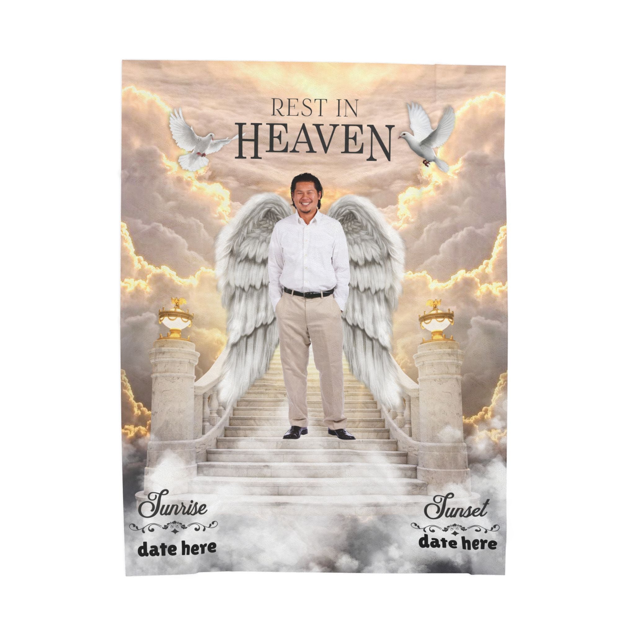 Rest In Heaven Angel Memorial Photo Blanket