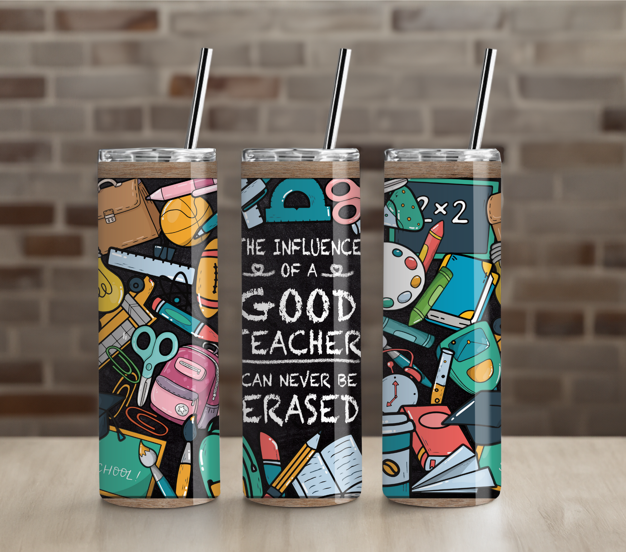 Teach Love Inspire Teacher Tumbler | Motivational Quote | 20oz Skinny Insulated Cup