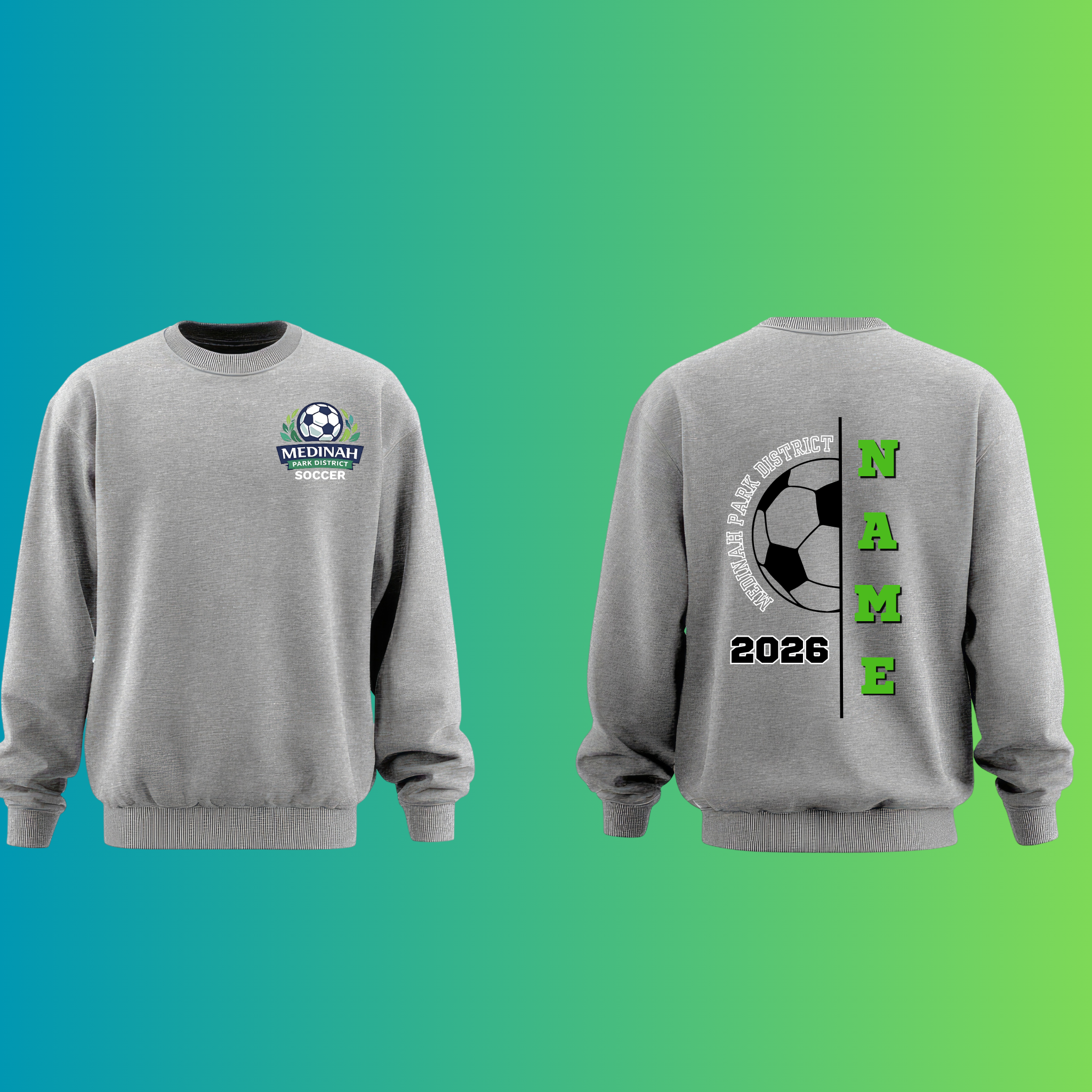 Adult Crew Neck Sweater Soccer Design 1 - 50% Cotton 50% Polyester