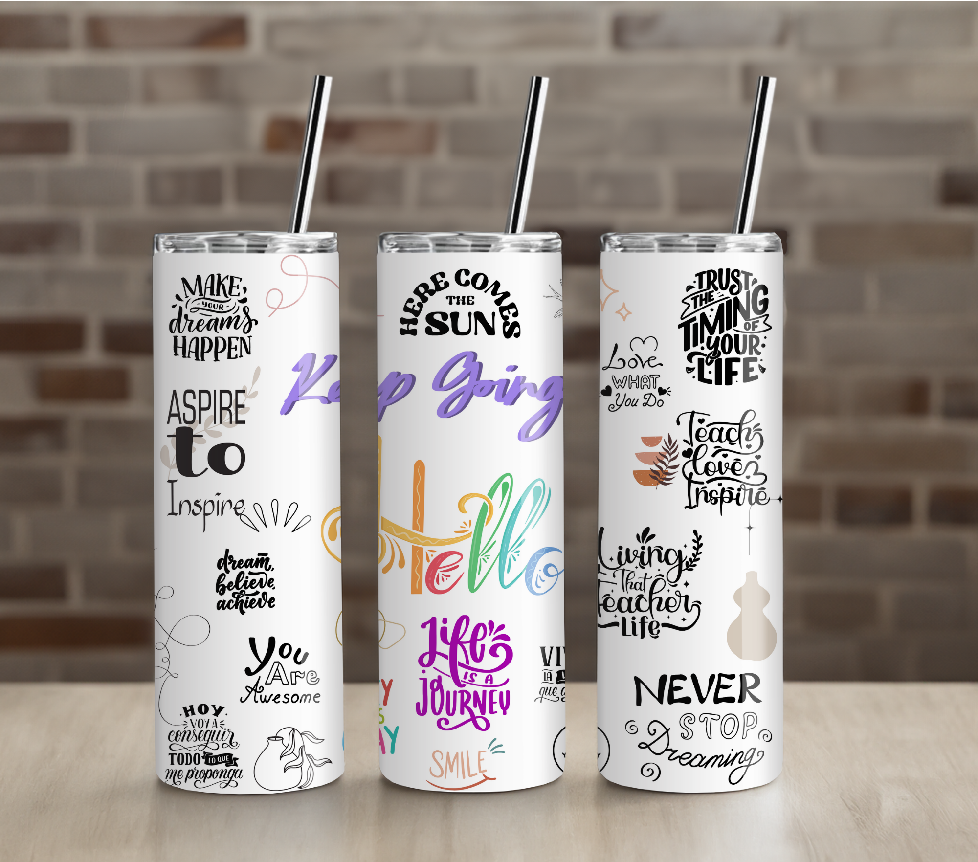 Grow Learn Inspire Teacher Tumbler | Motivational Gift for Educators | 20oz Skinny Cup