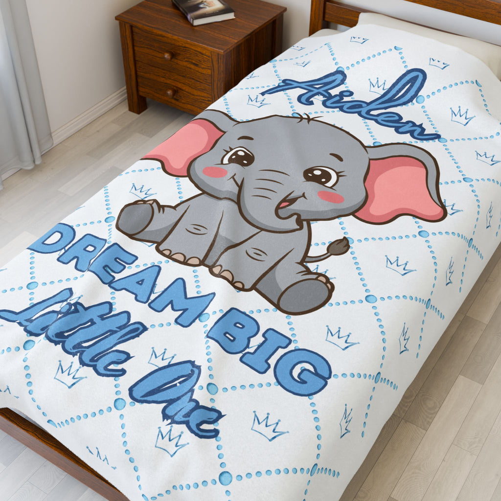 Personalized Baby Elephant Dream Big Little One Blanket