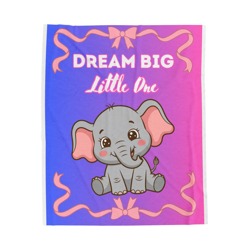 Personalized Baby Elephant Dream Big Little One Pink Blue Ombre Blanket