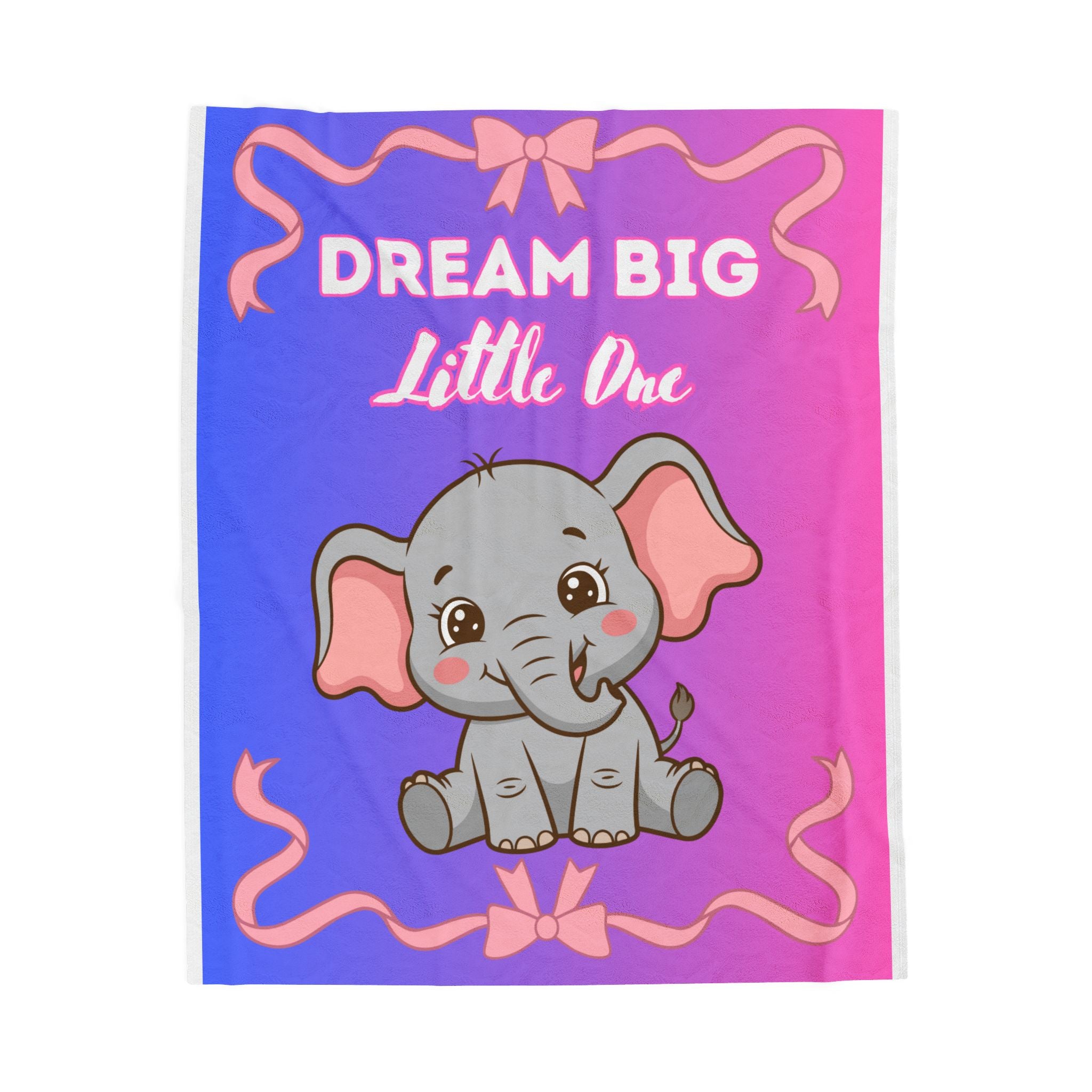 Personalized Baby Elephant Dream Big Little One Pink Blue Ombre Blanket