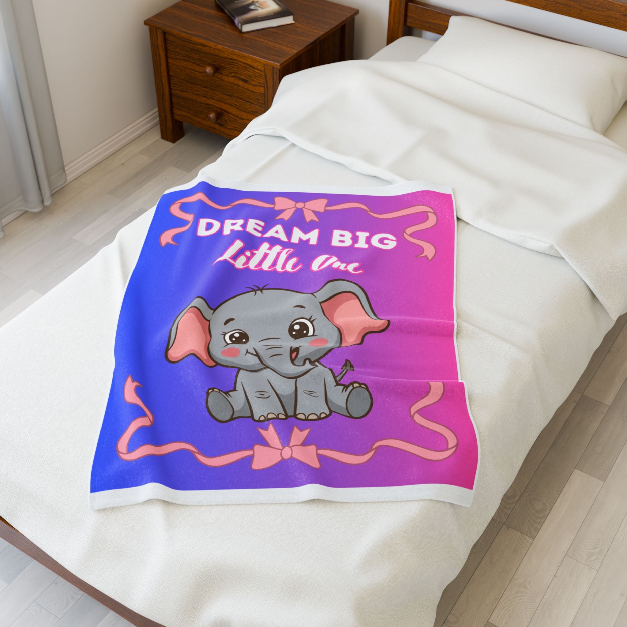 Personalized Baby Elephant Dream Big Little One Pink Blue Ombre Blanket