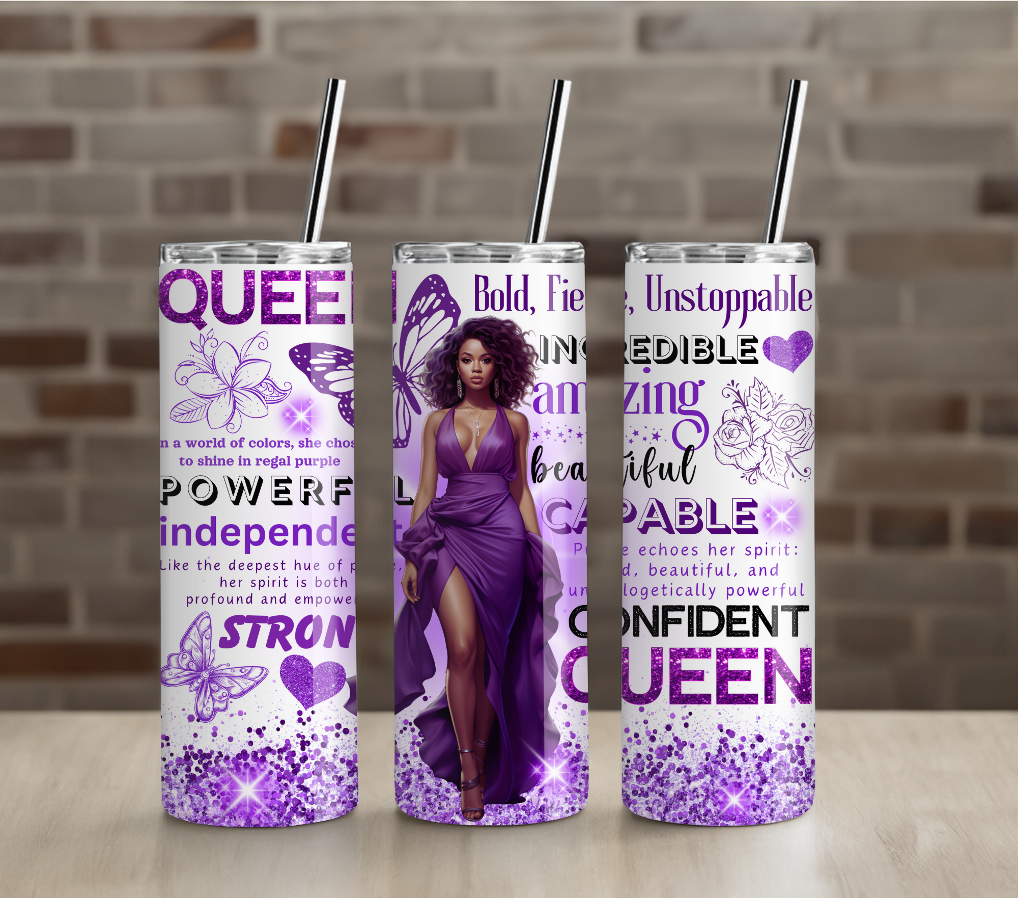 Butterfly Woman Transformation Tumbler | Growth and Empowerment Art | 20oz Skinny Cup