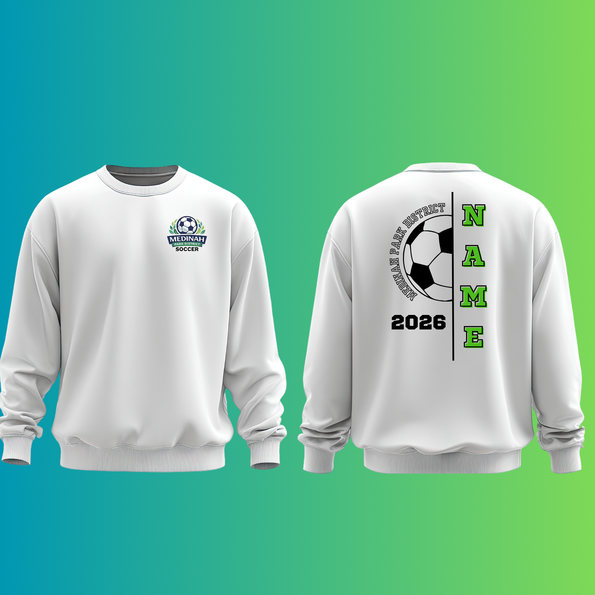 Adult Crew Neck Sweater Soccer Design 1 - 50% Cotton 50% Polyester