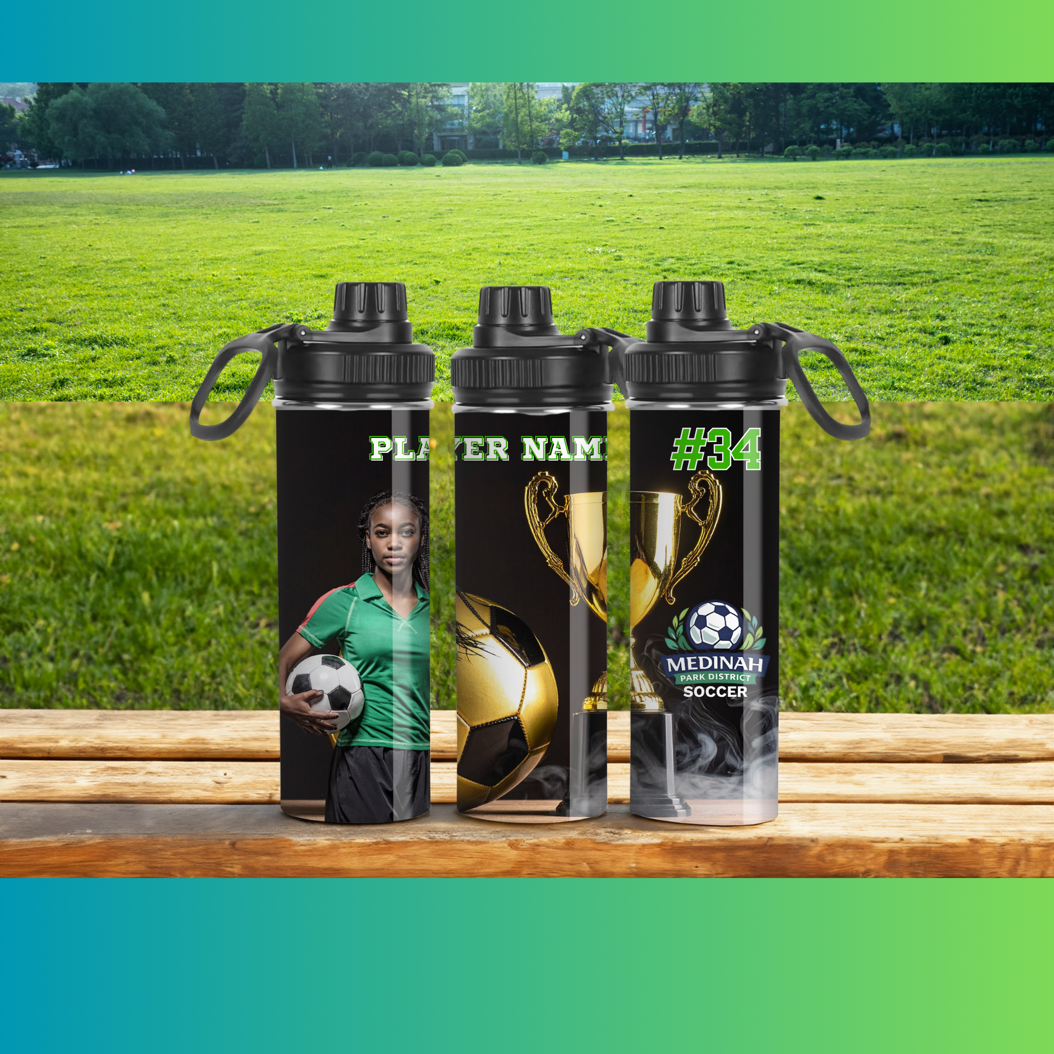 Soccer Design 12 - Spout Water Bottle