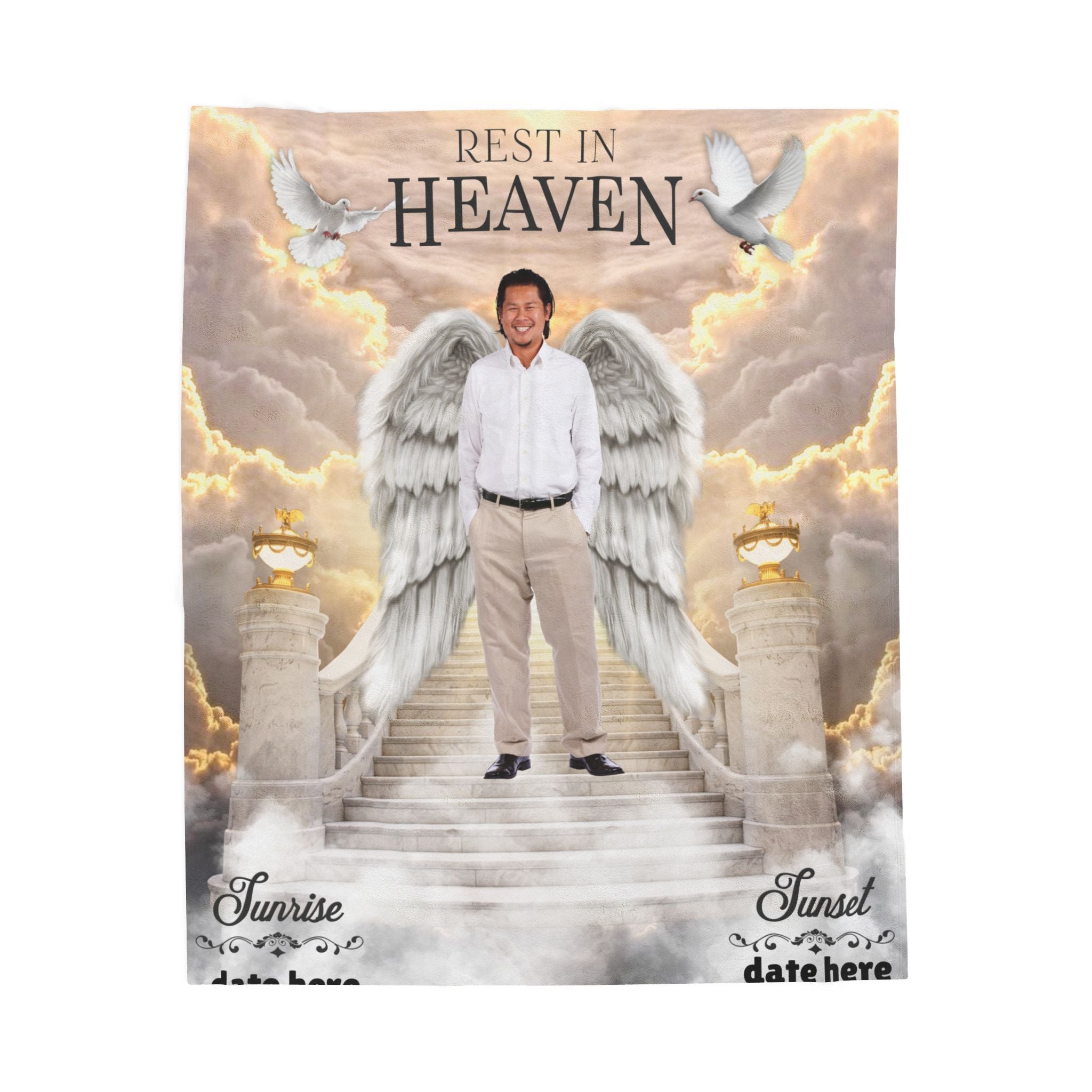 Rest In Heaven Angel Memorial Photo Blanket