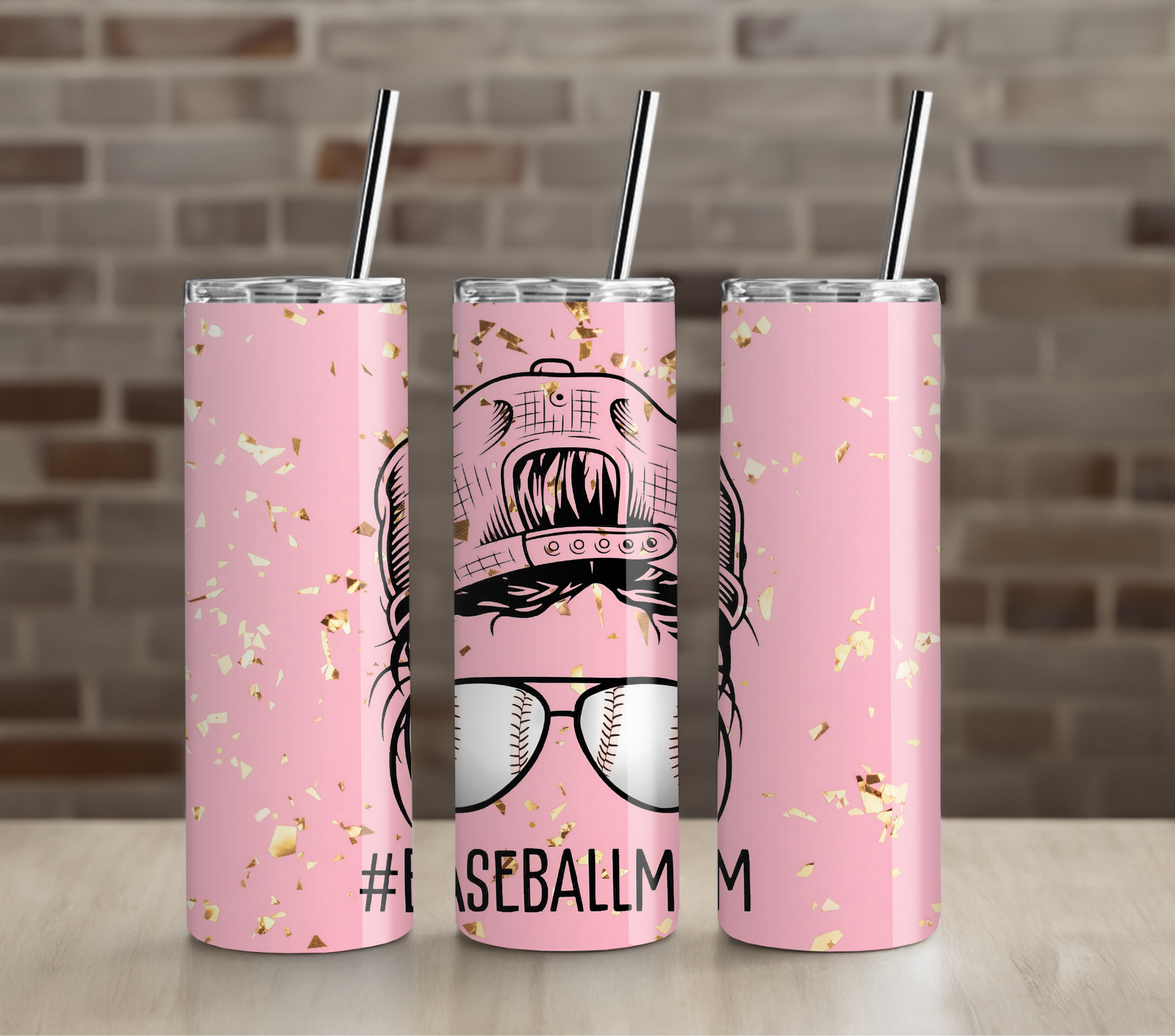 Pink Baseball Mom With Glasses 20oz Tumbler Drinkware