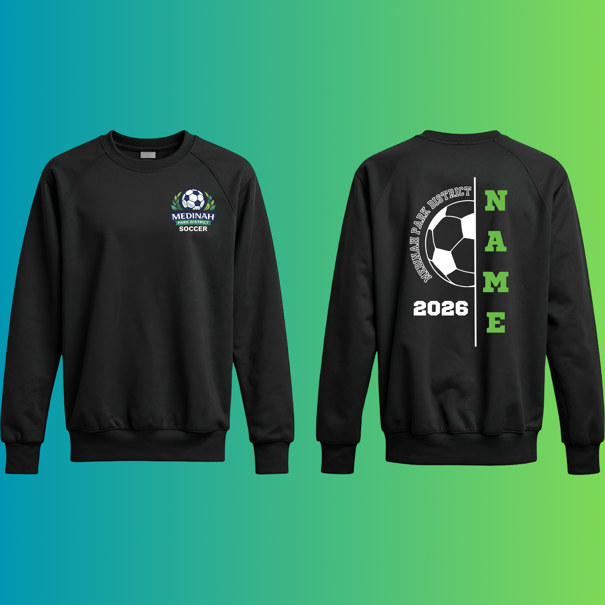 Adult Crew Neck Sweater Soccer Design 1 - 50% Cotton 50% Polyester