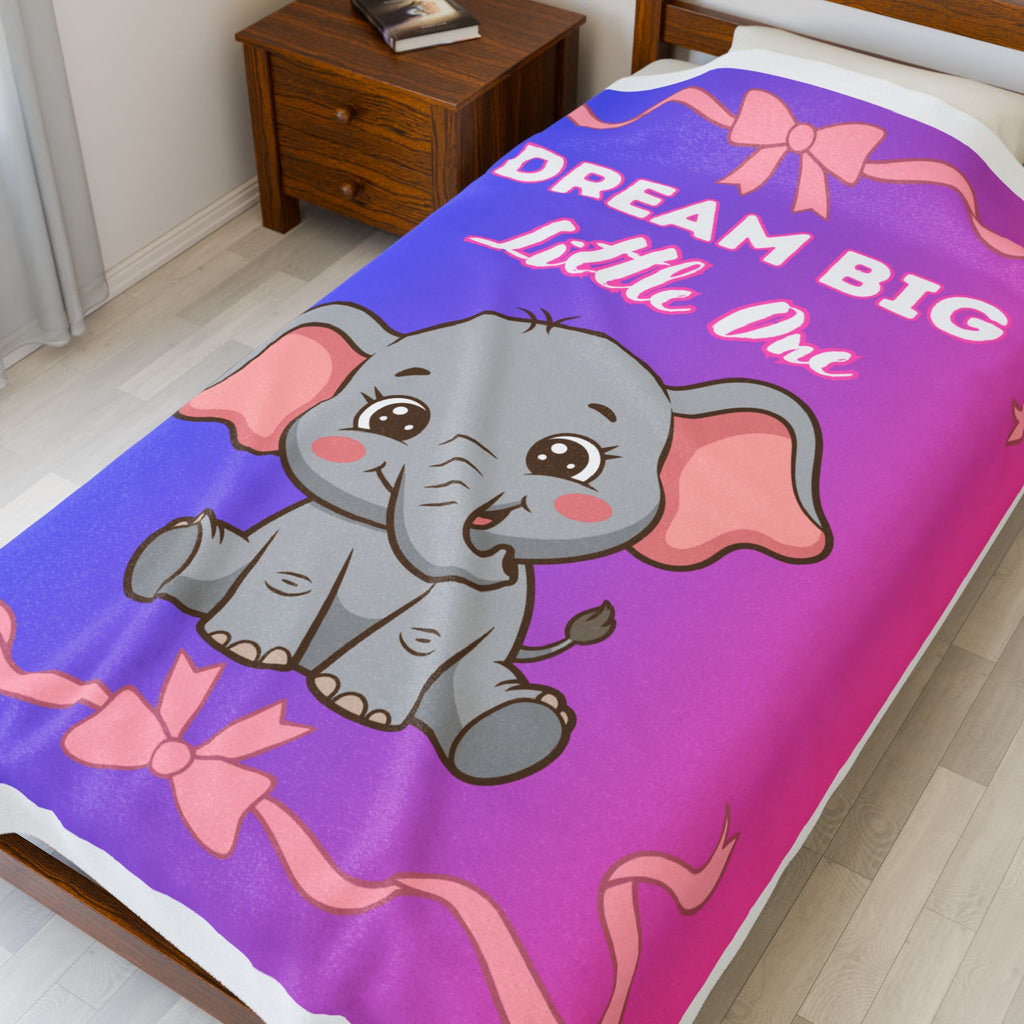 Personalized Baby Elephant Dream Big Little One Pink Blue Ombre Blanket