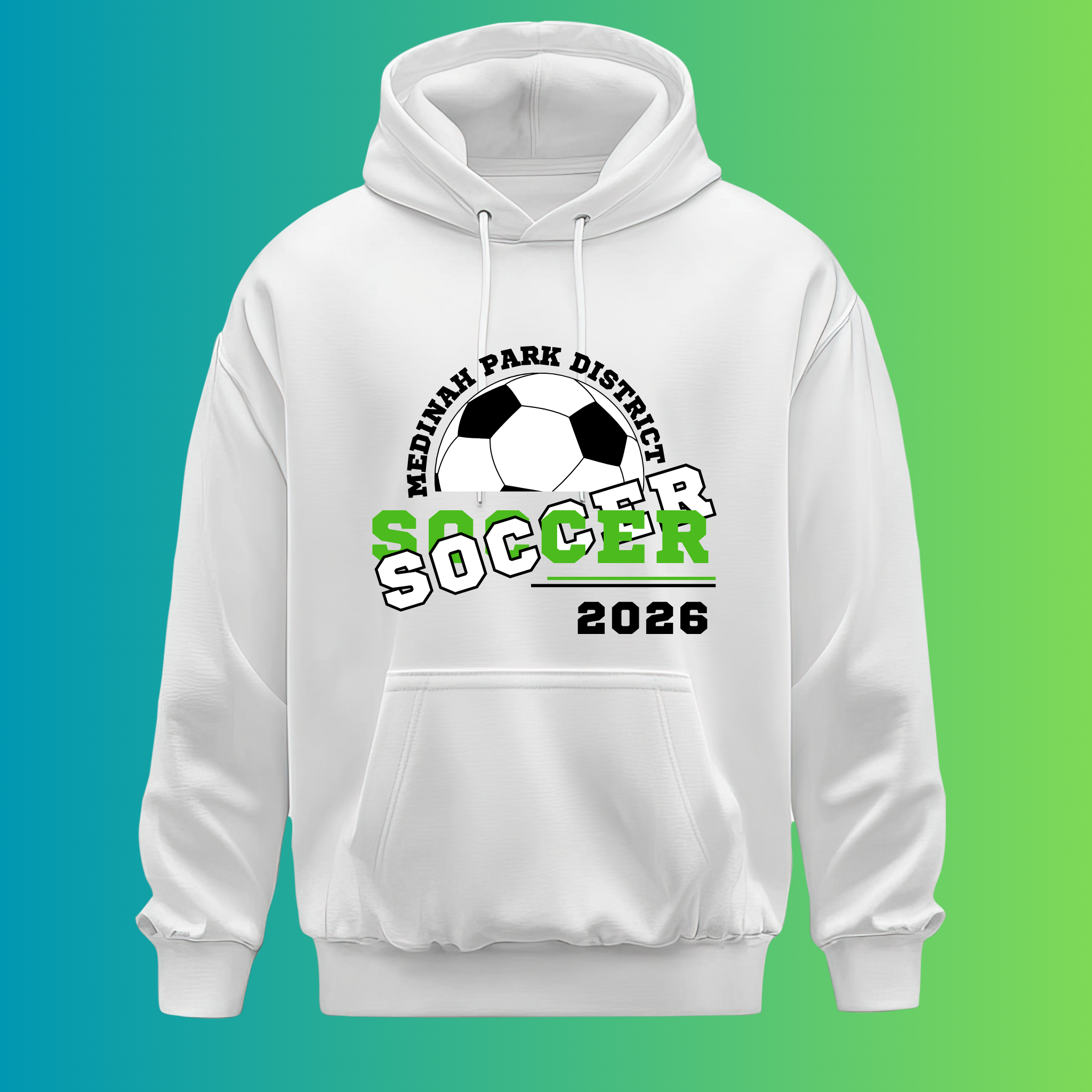 Adult Hoodie Soccer Design 2 - 50% Cotton 50% Polyester