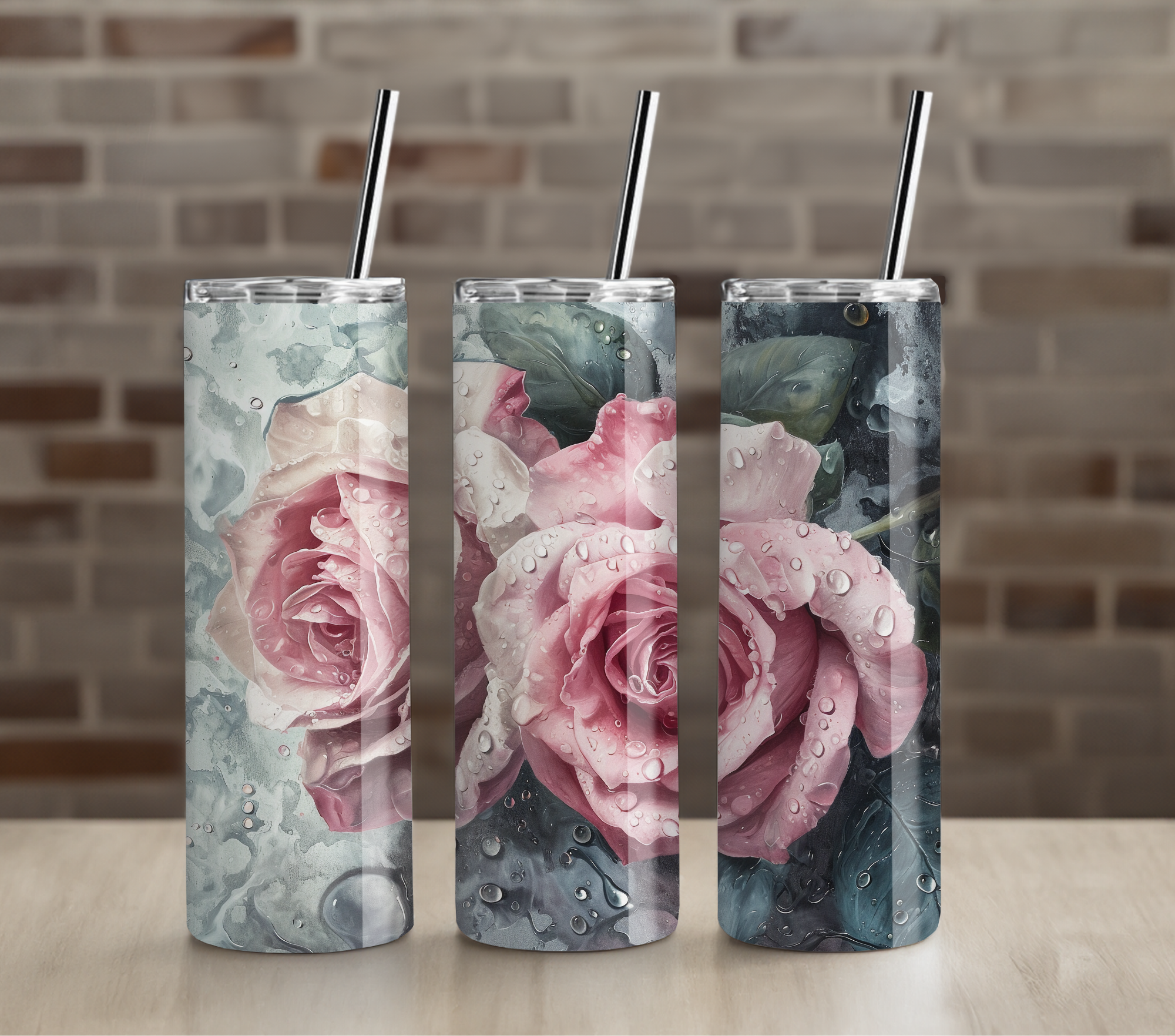 Elegant Rose Petal Waterdrop 20oz Skinny Tumbler