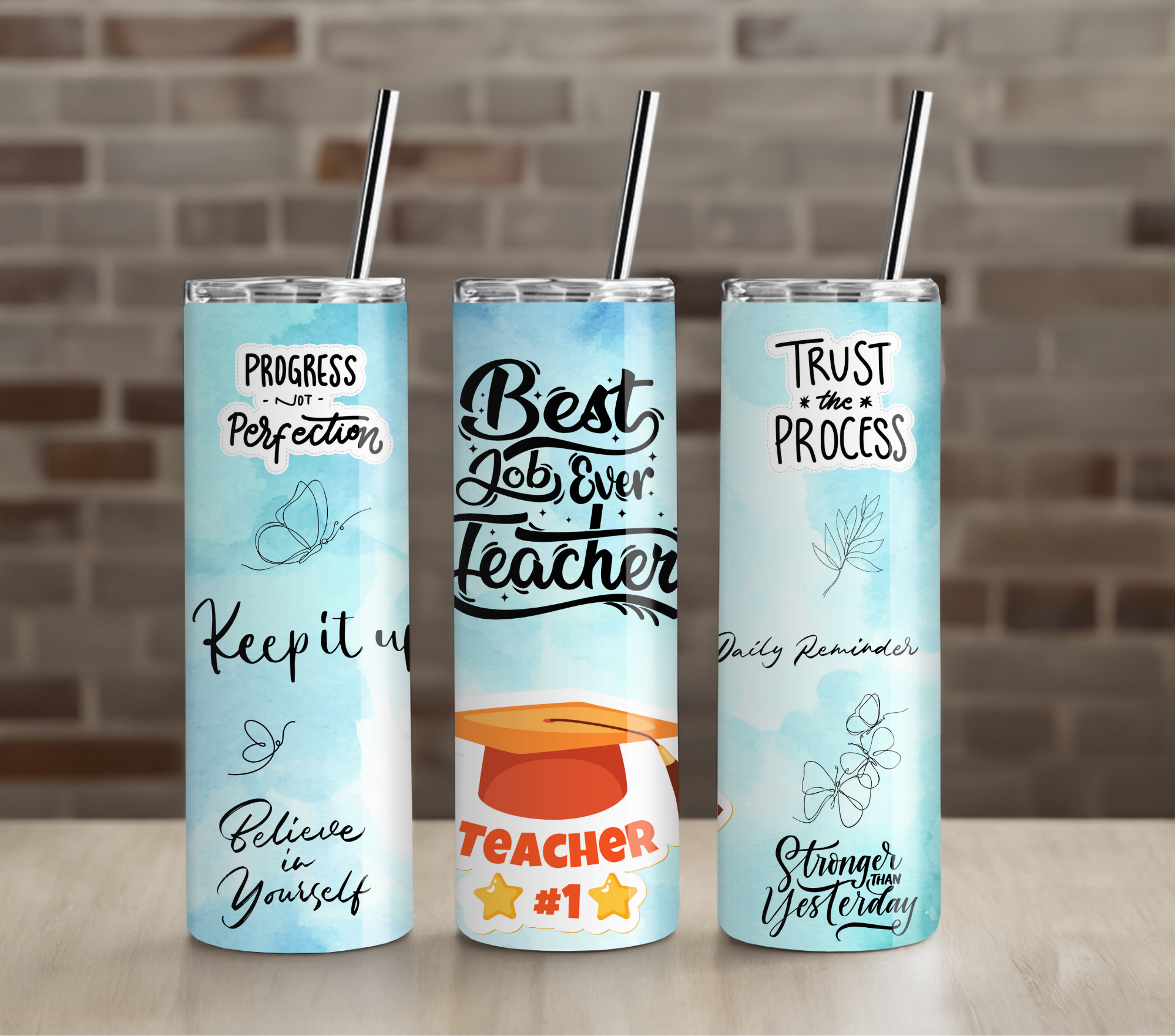 Best Teacher Ever Tumbler | Teacher Appreciation Gift | 20oz Skinny Stainless Steel Cup