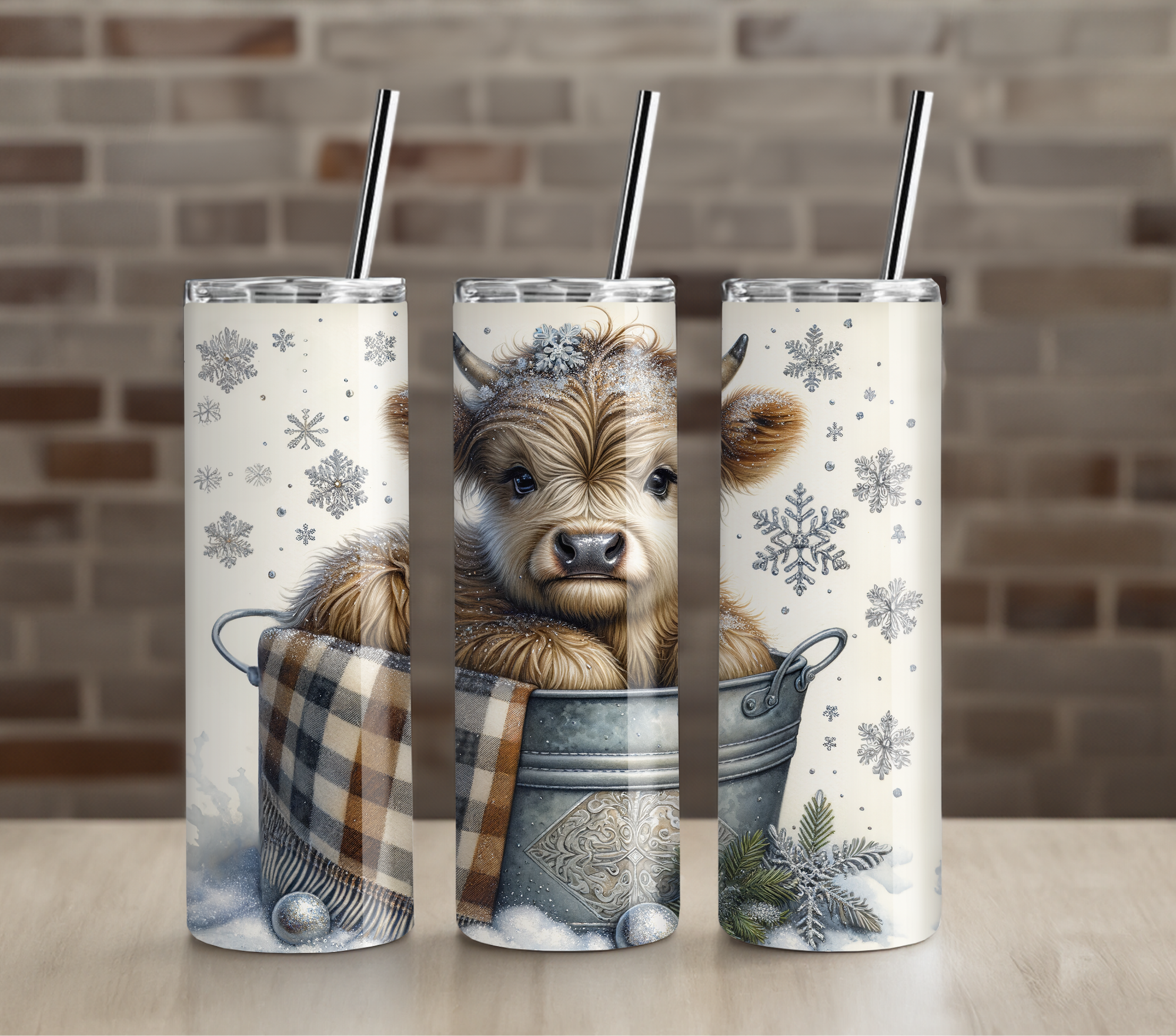 Cute Reindeer Winter Scarf 20oz Skinny Tumbler