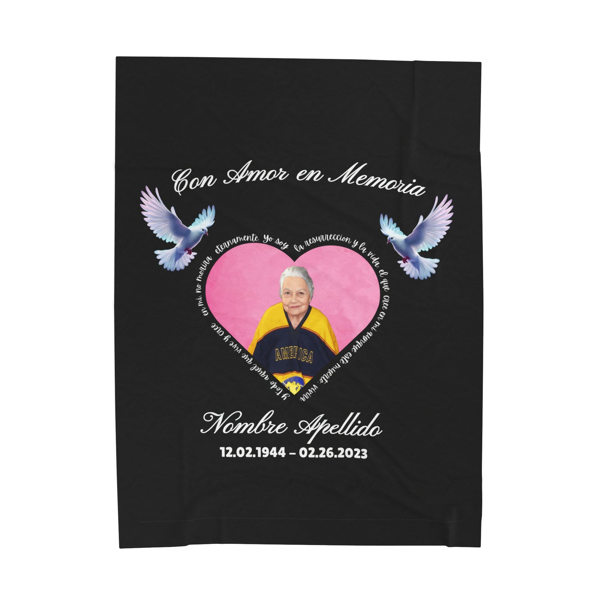 Personalized Memorial "Con Amor En Memoria" Heart Plush Blanket (Spanish)
