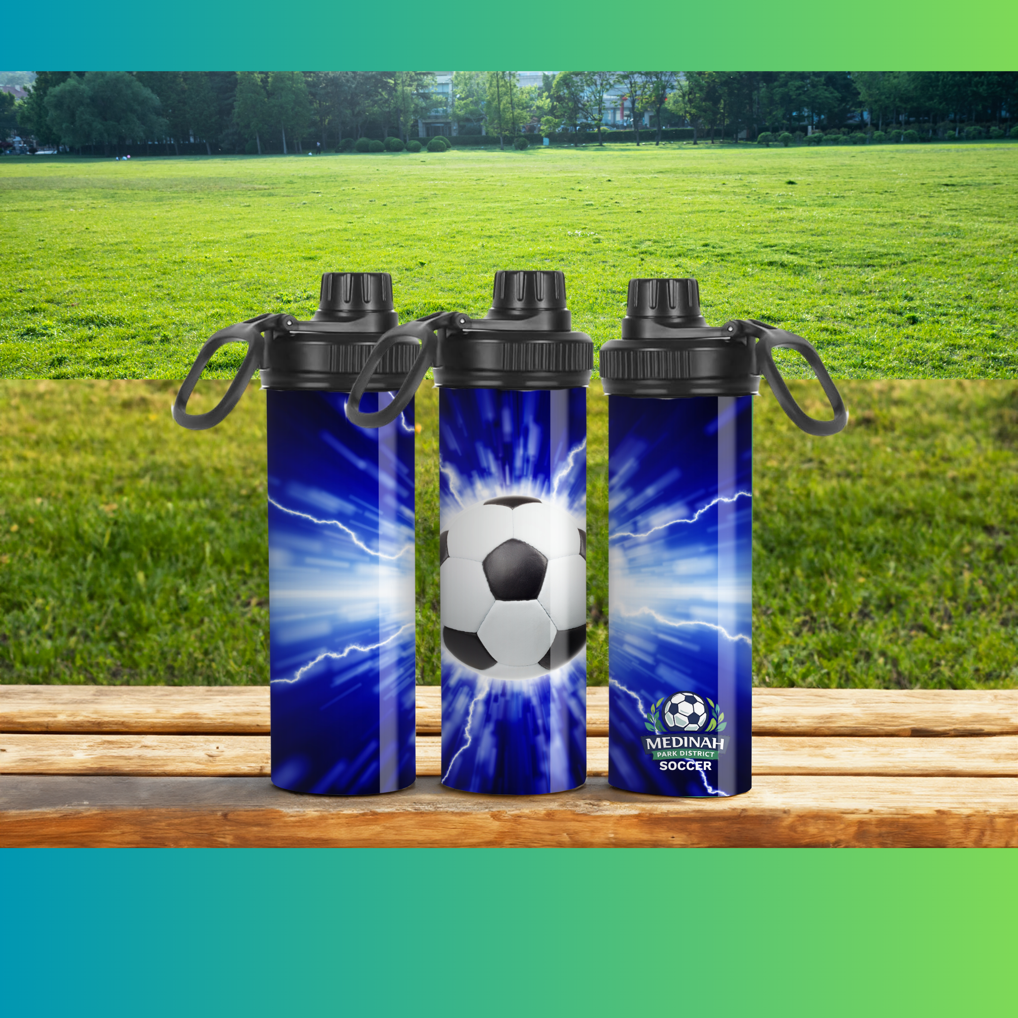 Soccer Design 3 - Spout Water Bottle