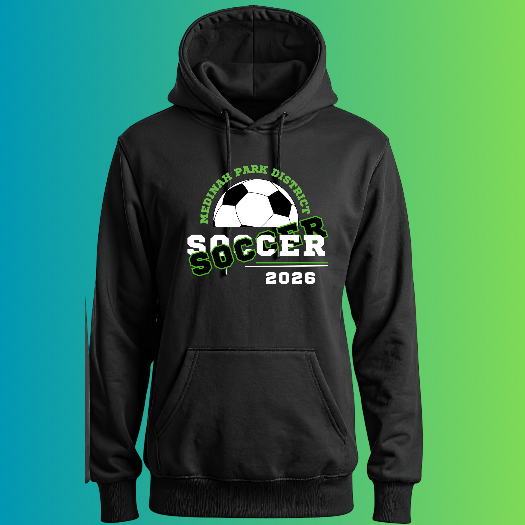 Adult Hoodie Soccer Design 2 - 50% Cotton 50% Polyester