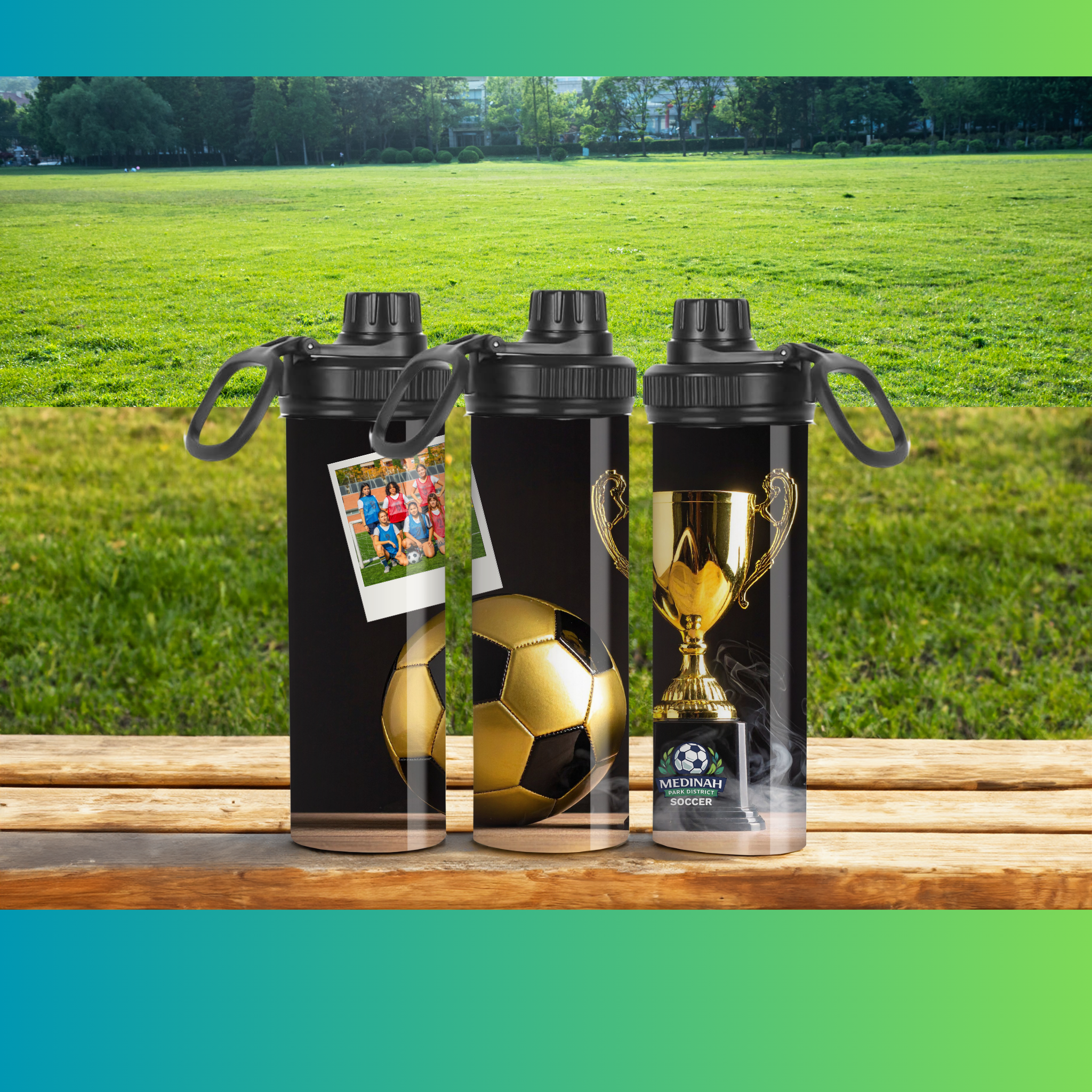 Soccer Design 4 - Spout Water Bottle