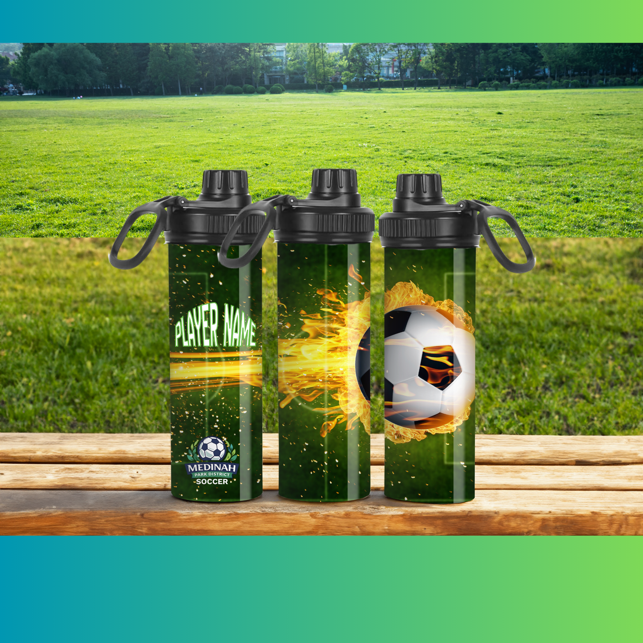 Soccer Design 5 - Spout Water Bottle