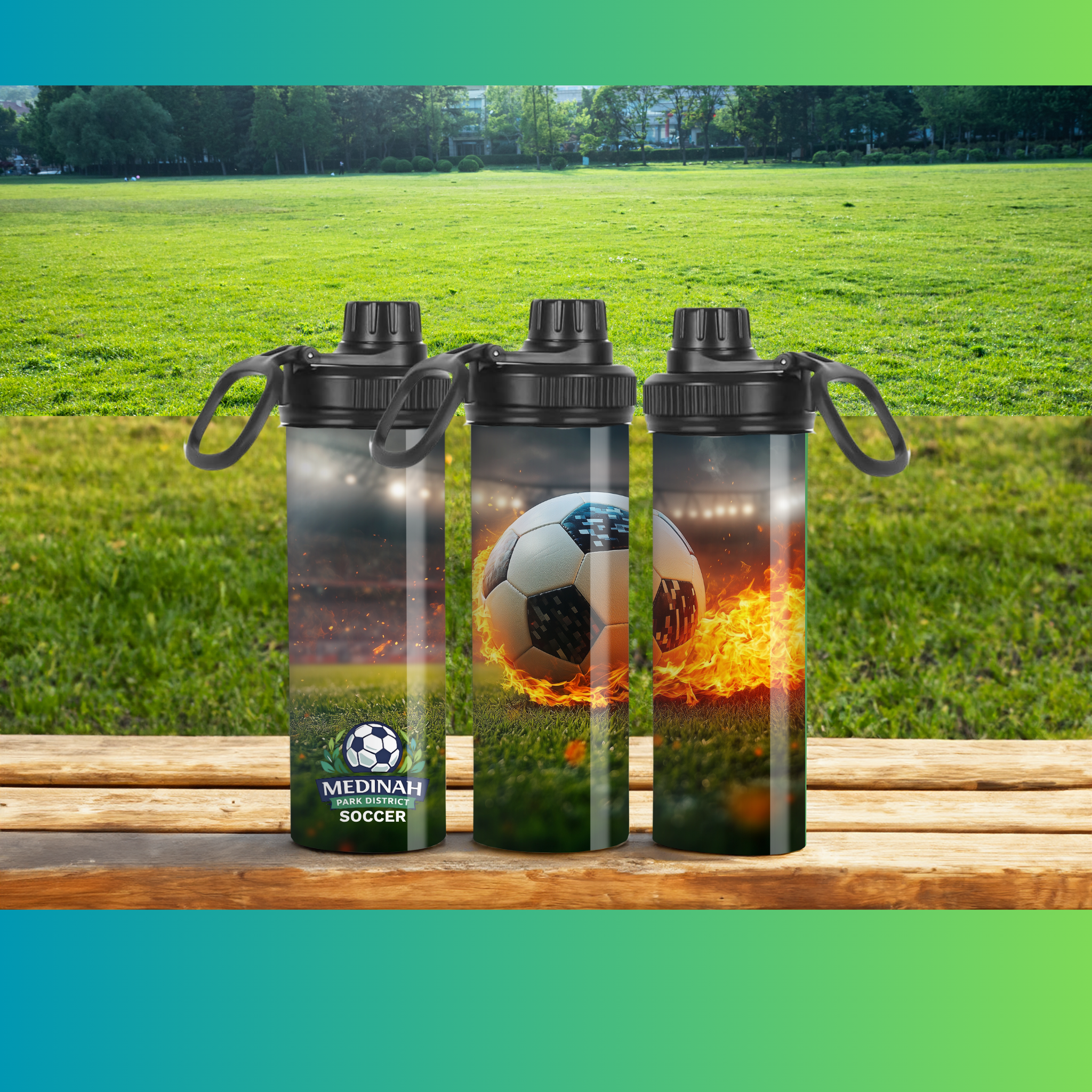 Soccer Design 7 - Spout Water Bottle