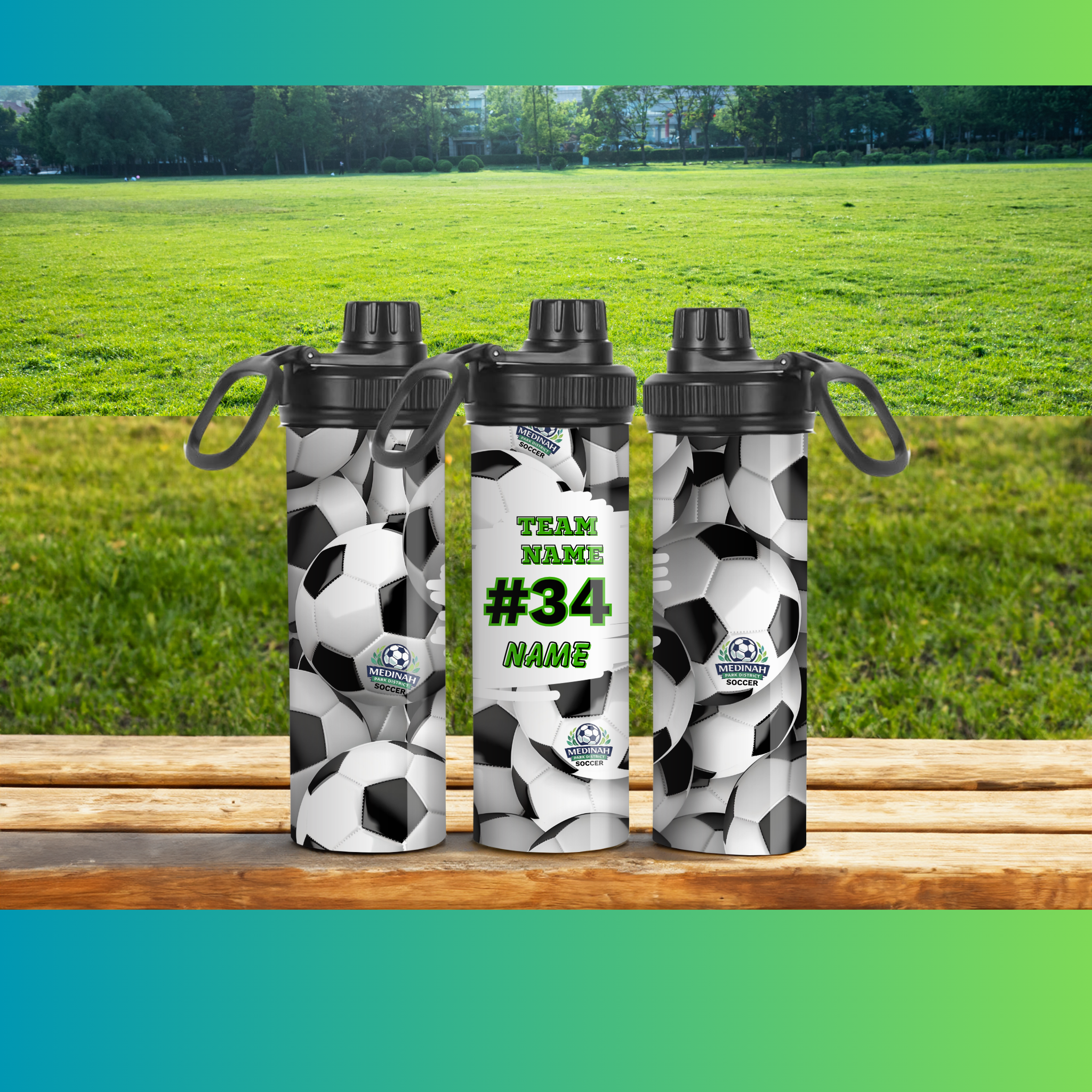 Soccer Design 8 - Spout Water Bottle